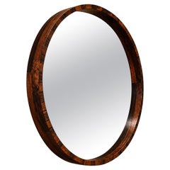 Monumental 39" Diameter Brazilian Modern Round Mirror in Rosewood, 1960s