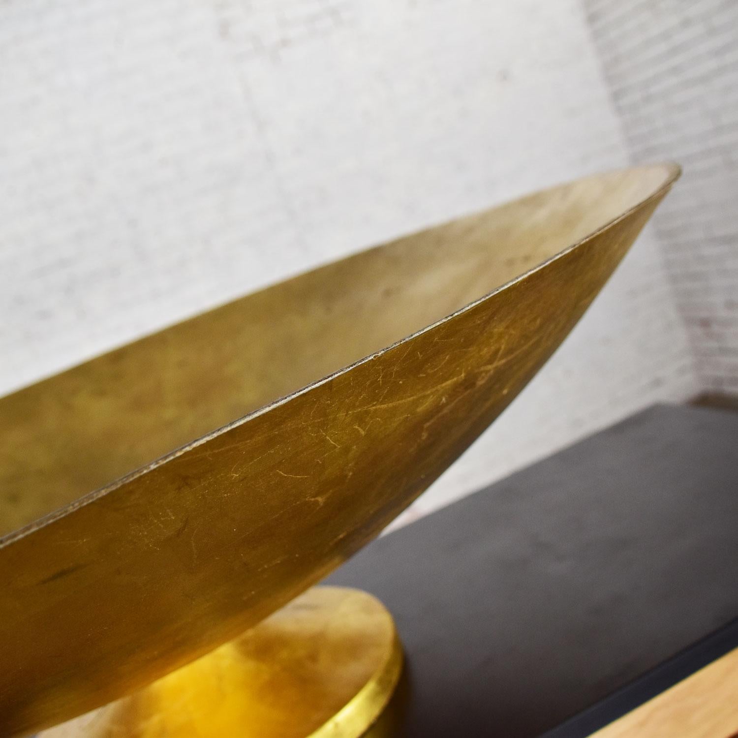 Monumental Vintage Fiberglass Gold Leaf Footed Bowl Display For Sale 1