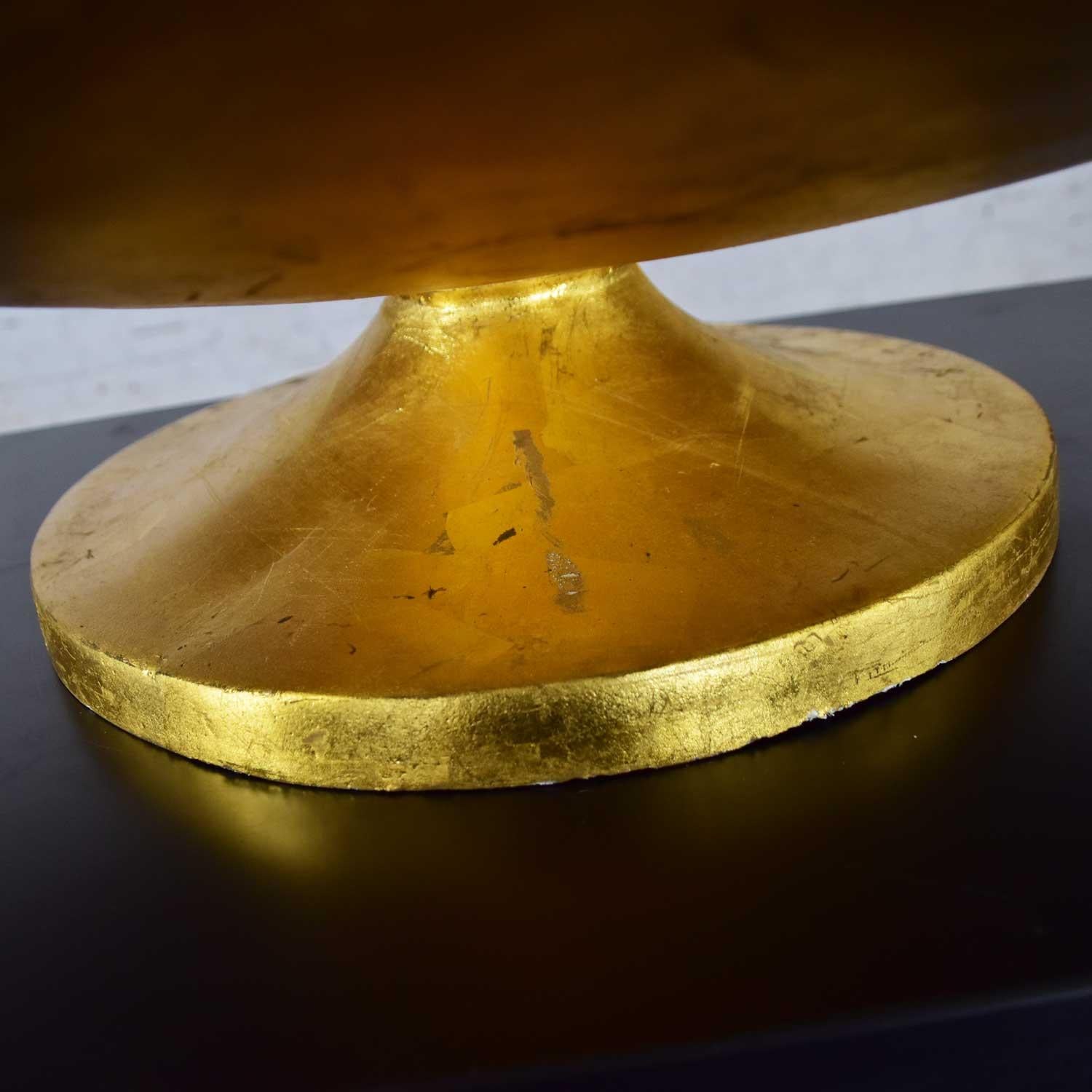 Monumental Vintage Fiberglass Gold Leaf Footed Bowl Display For Sale 6