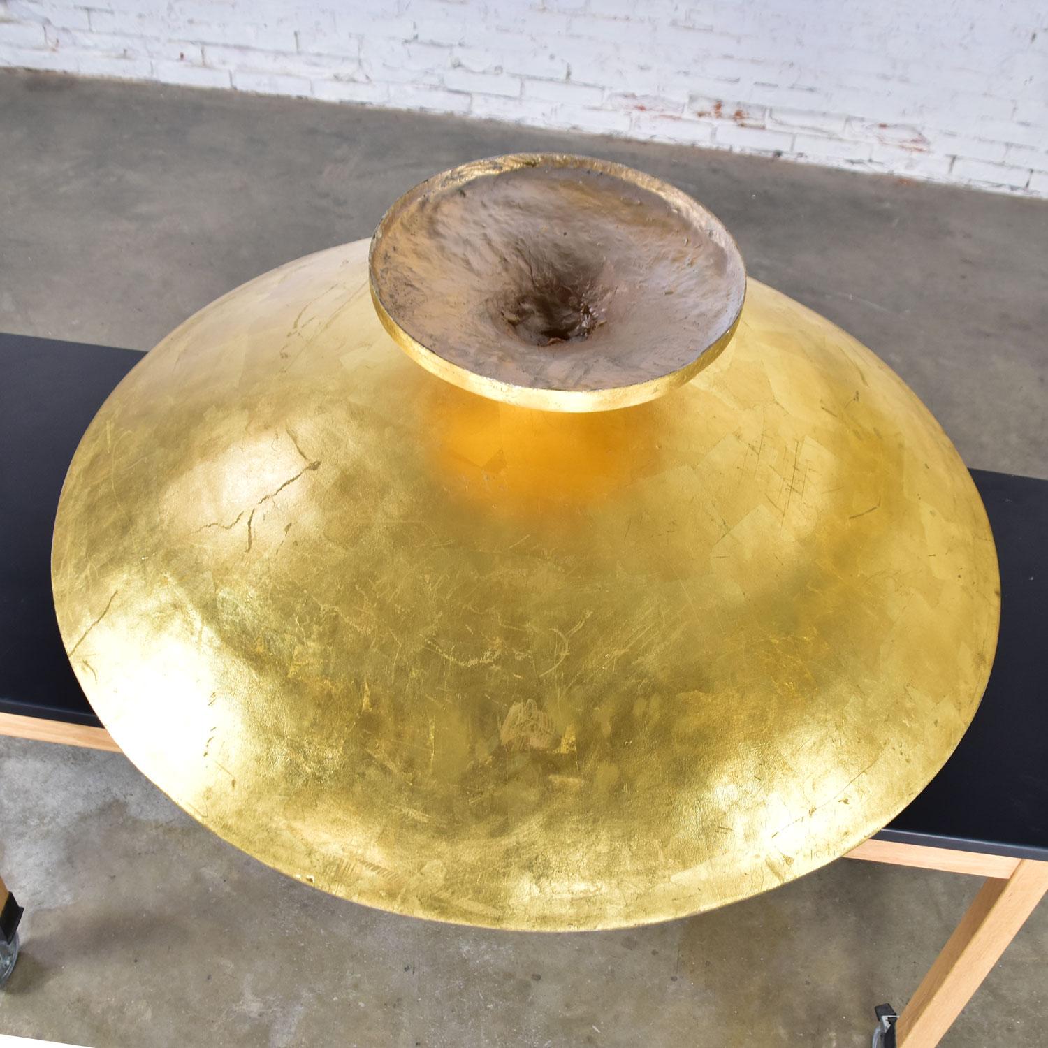 Monumental Vintage Fiberglass Gold Leaf Footed Bowl Display For Sale 9