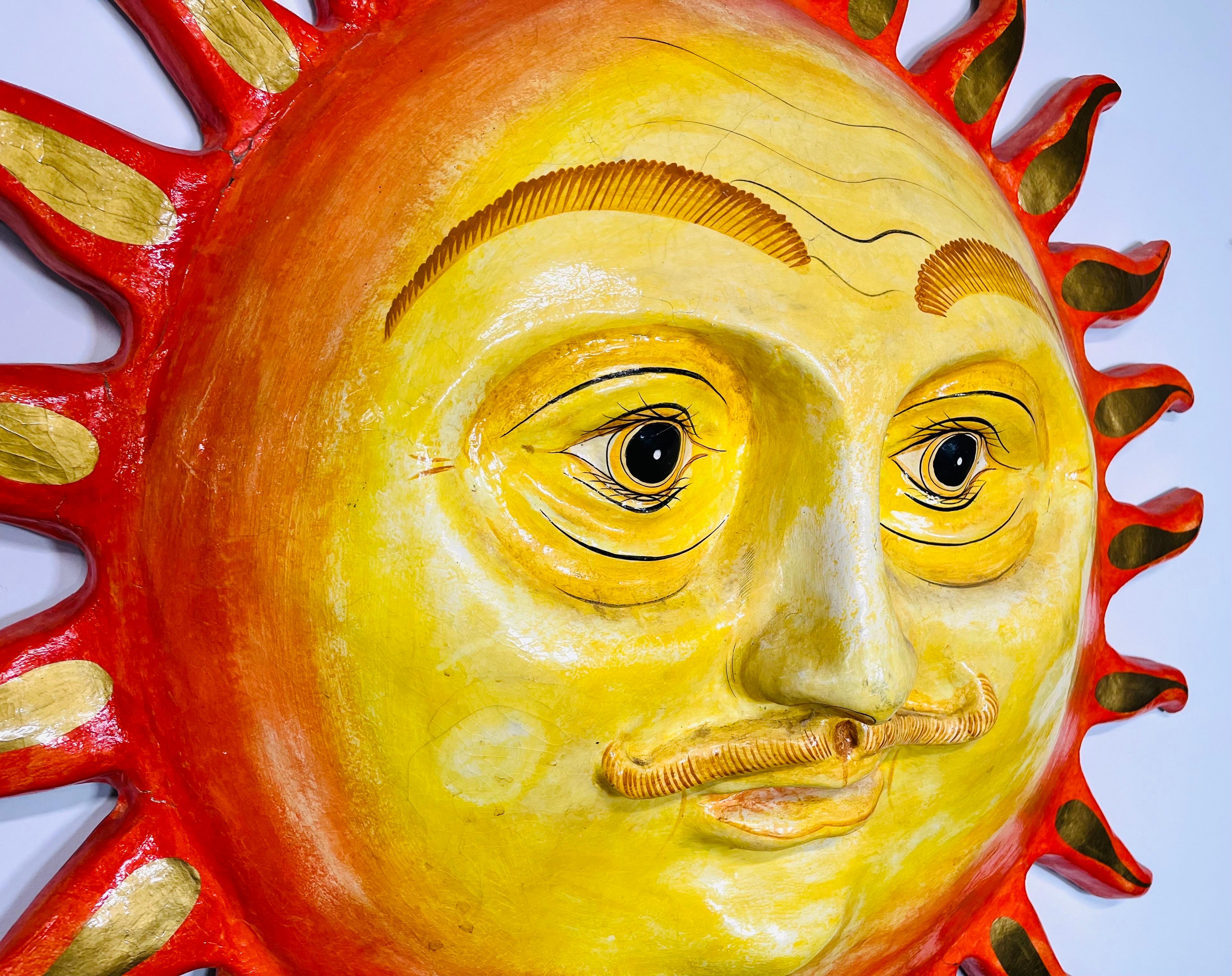 Mexican Monumental 42” Sergio Bustamante Smiling Sun Wall Sculpture