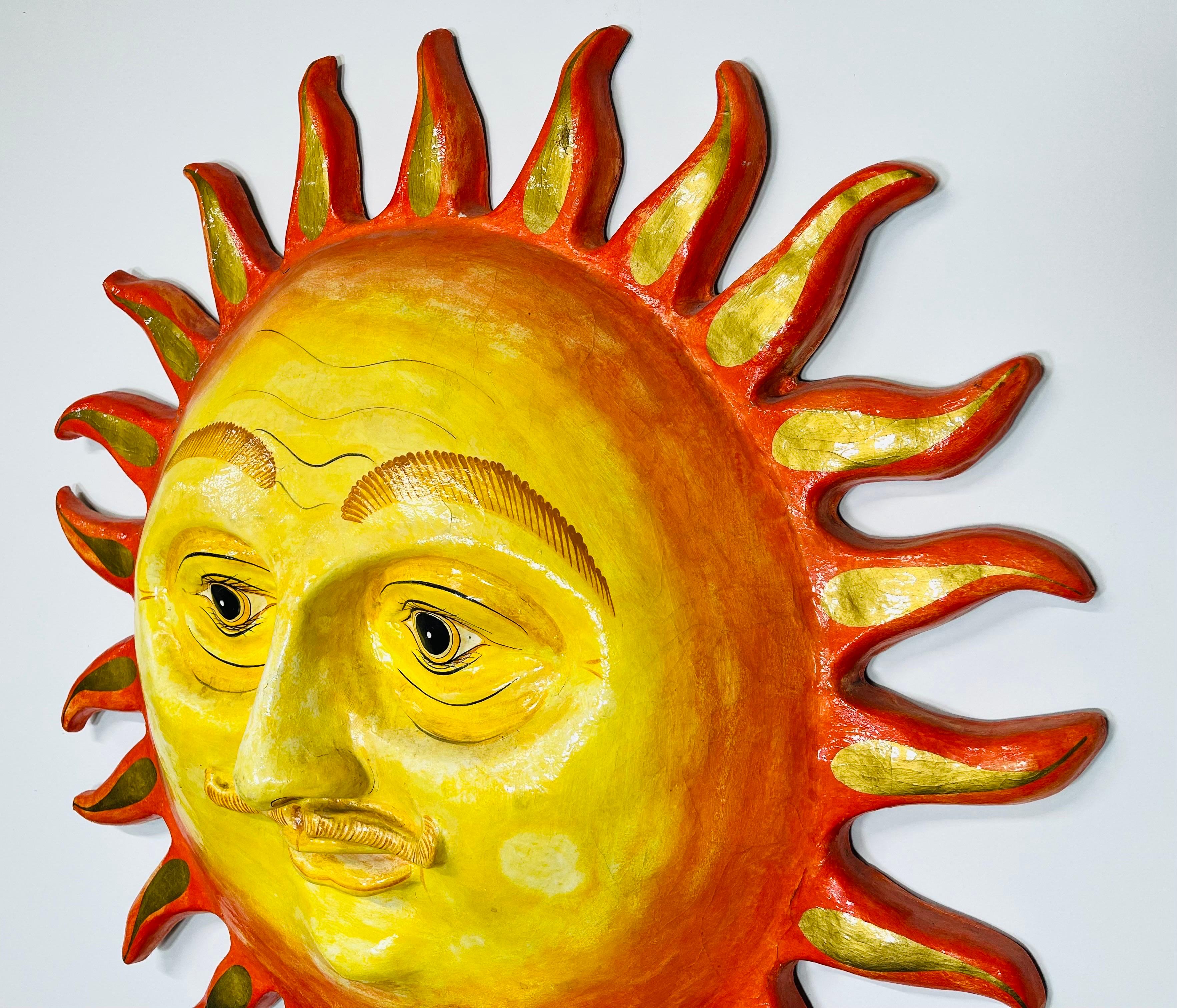 Monumental 42” Sergio Bustamante Smiling Sun Wall Sculpture In Good Condition In Southampton, NJ