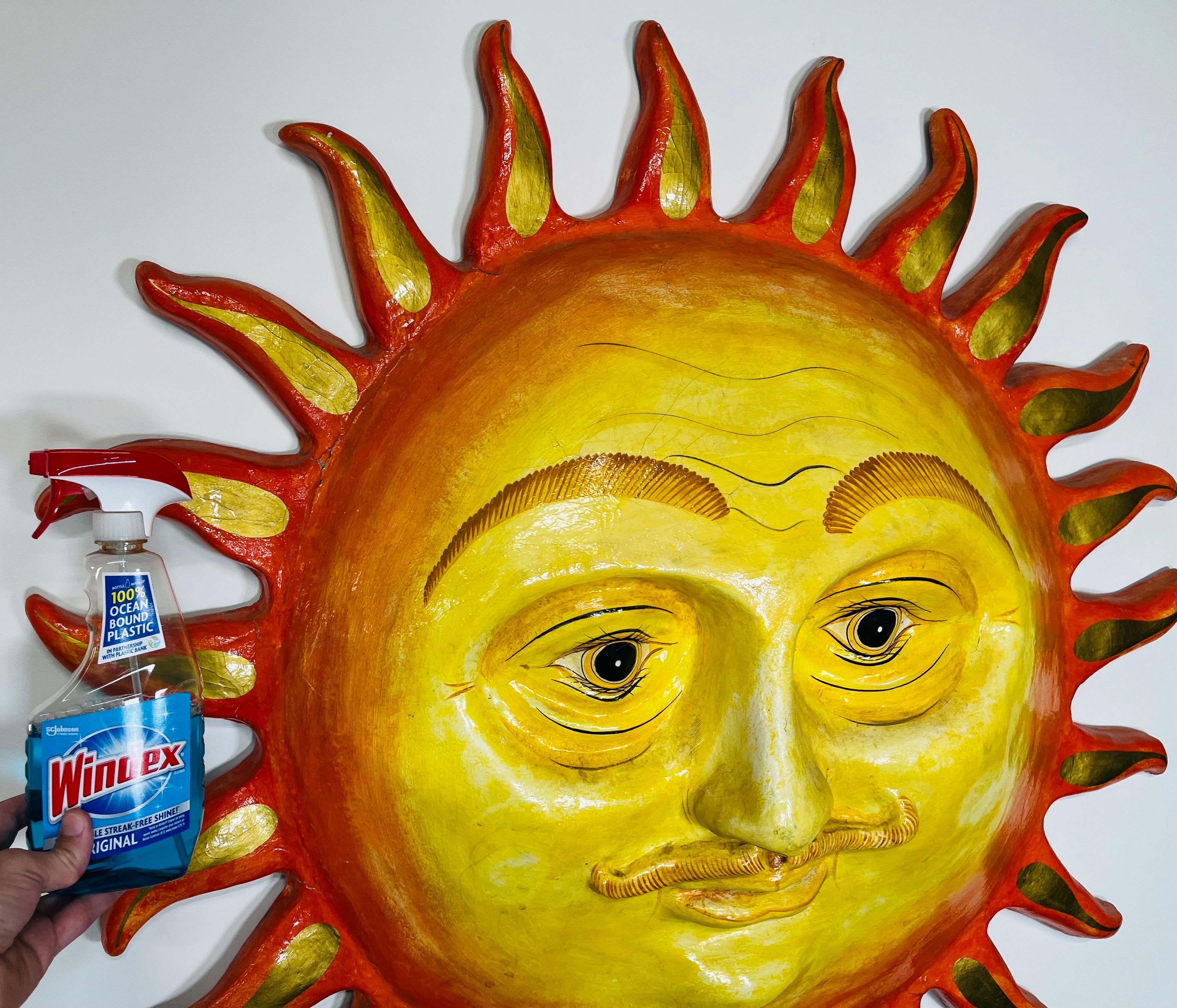 Paint Monumental 42” Sergio Bustamante Smiling Sun Wall Sculpture