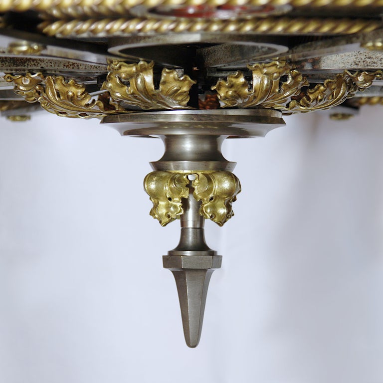 Monumental 50 Dia. Gothic Medieval Renaissance Revival Brass