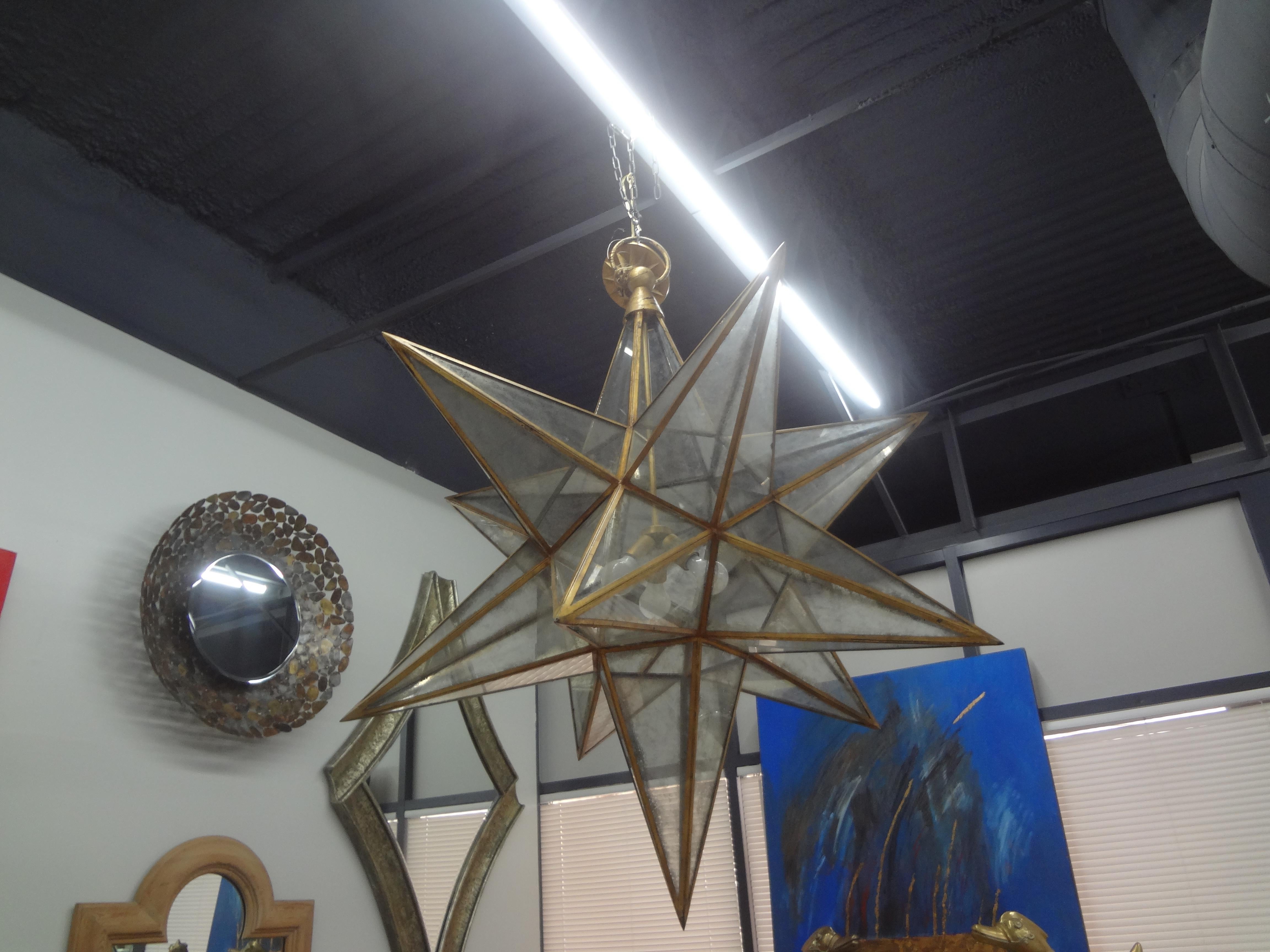 Mid-Century Modern Monumental 52 Inch Star Shaped Chandelier For Sale