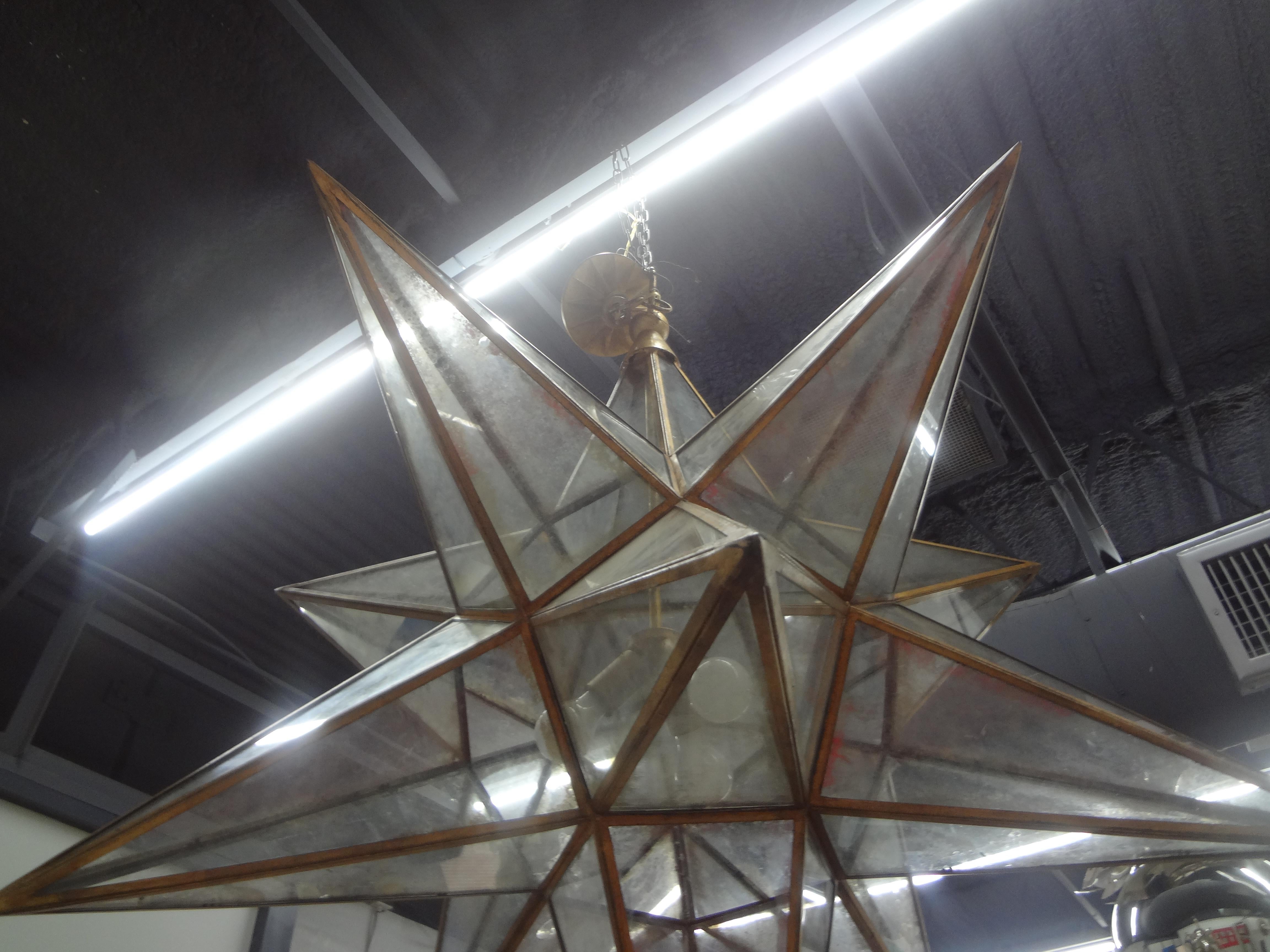 Metal Monumental 52 Inch Star Shaped Chandelier For Sale