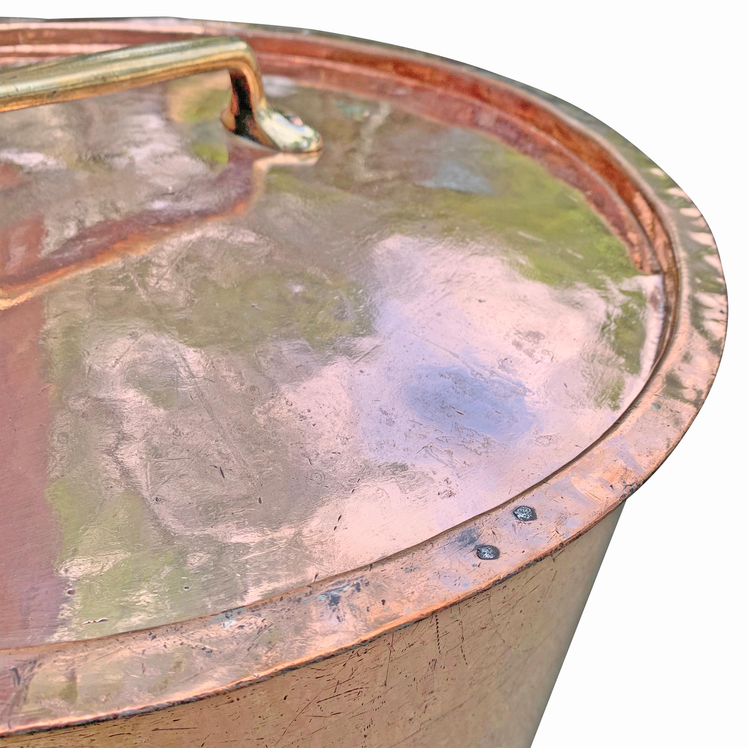 Hammered Monumental 65-Quart Copper Pot from a Country House