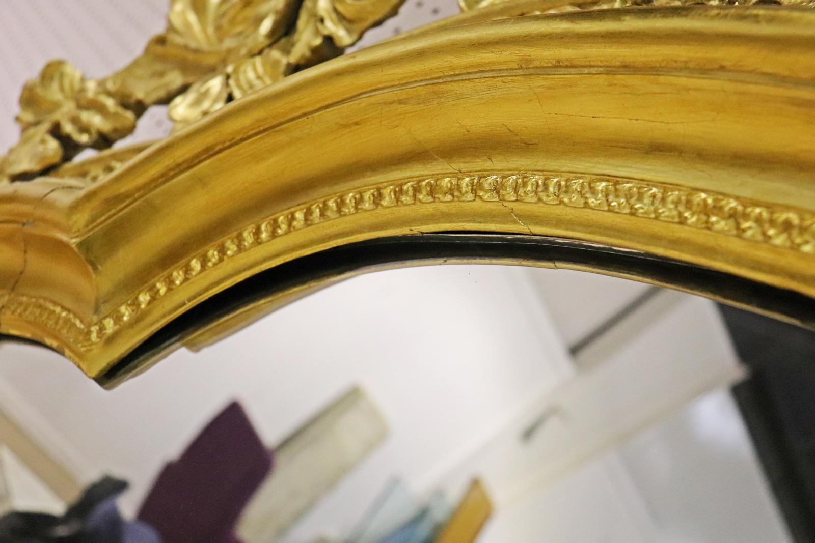 Monumental Gilded French Louis XV Carved Mantel Buffet Wall Mirror  For Sale 6