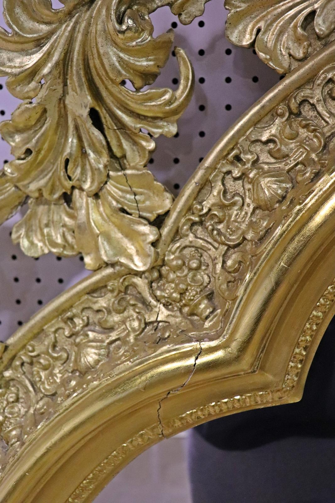 Monumental Gilded French Louis XV Carved Mantel Buffet Wall Mirror  For Sale 3