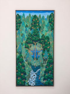 Monumental '70s Batuan School Painting of Balinese Daily Life, Signed I Md Merta