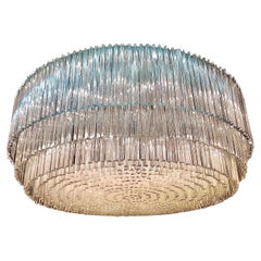 Monumental 73" Mid-Century "Triedri" Murano Glass Flush Mount Chandelier, 1960s