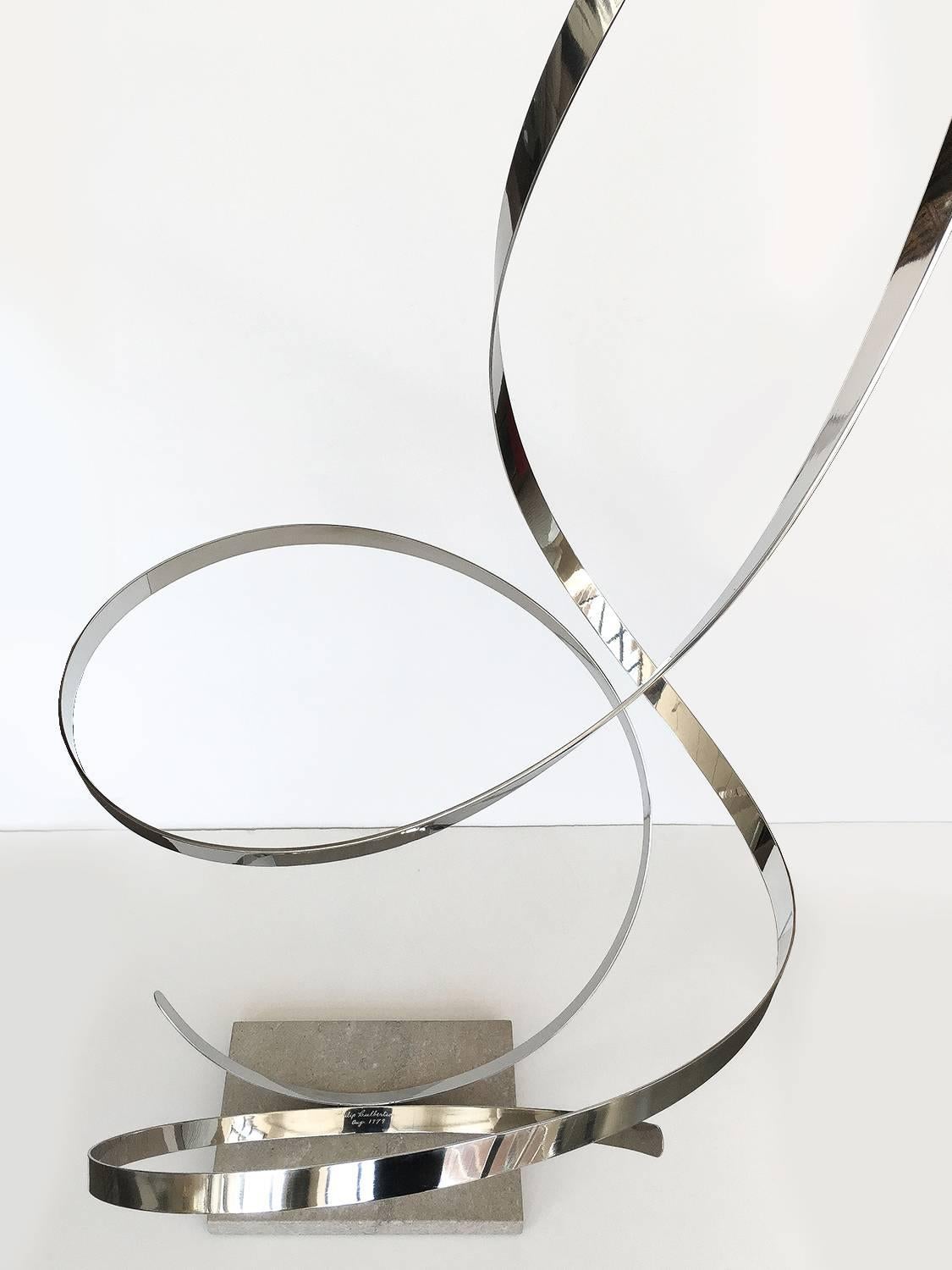 Plated Monumental Steel Ribbon Sculpture by Philip Culbertson
