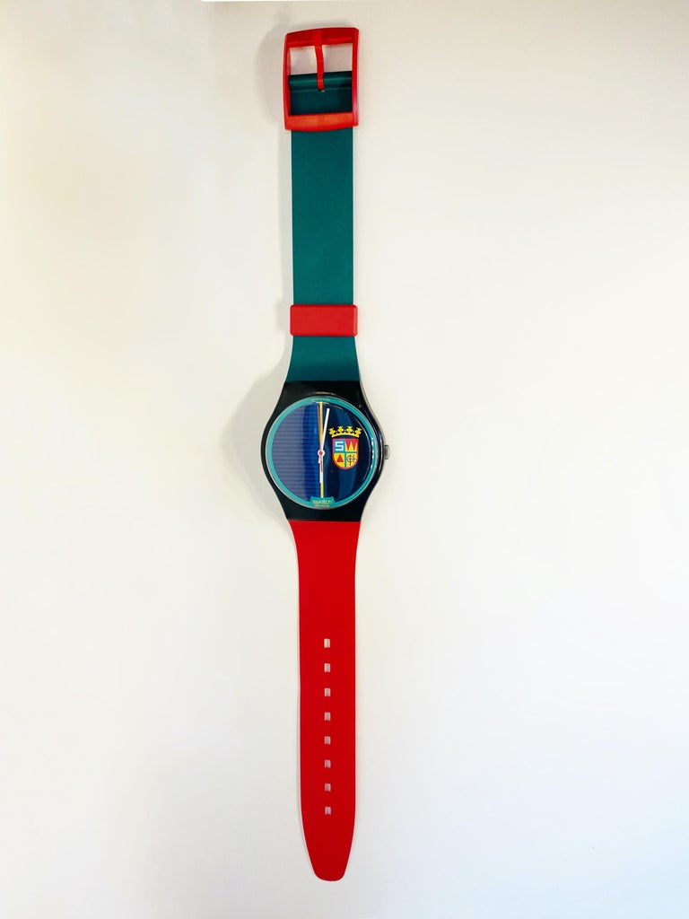 Monumental 80" Vintage Swatch ''Maxi'' Watch Wall Clock / Art, circa 1986,  Signed For Sale at 1stDibs