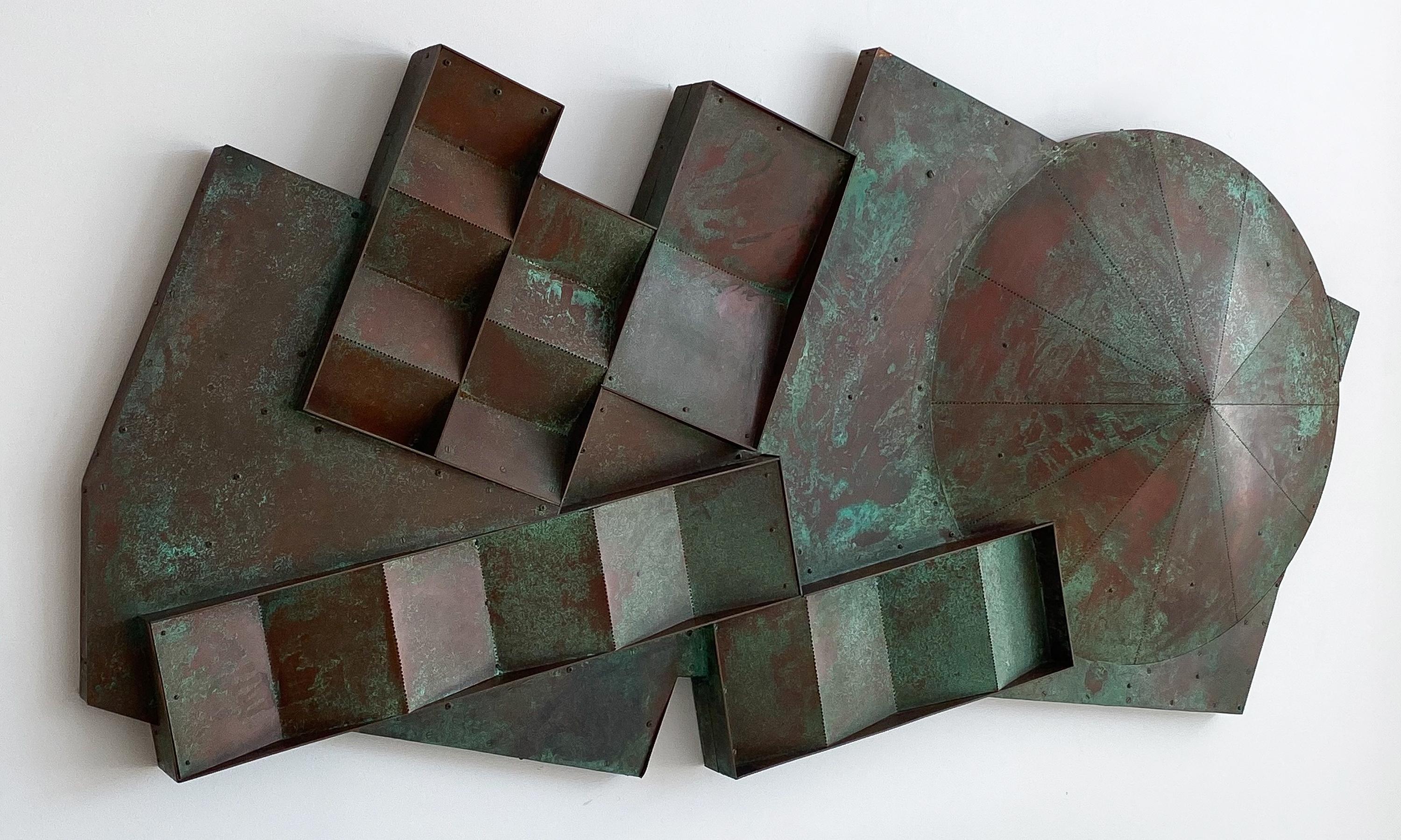 American Monumental Patinated Bronze Wall Sculpture by Eugene Sturman
