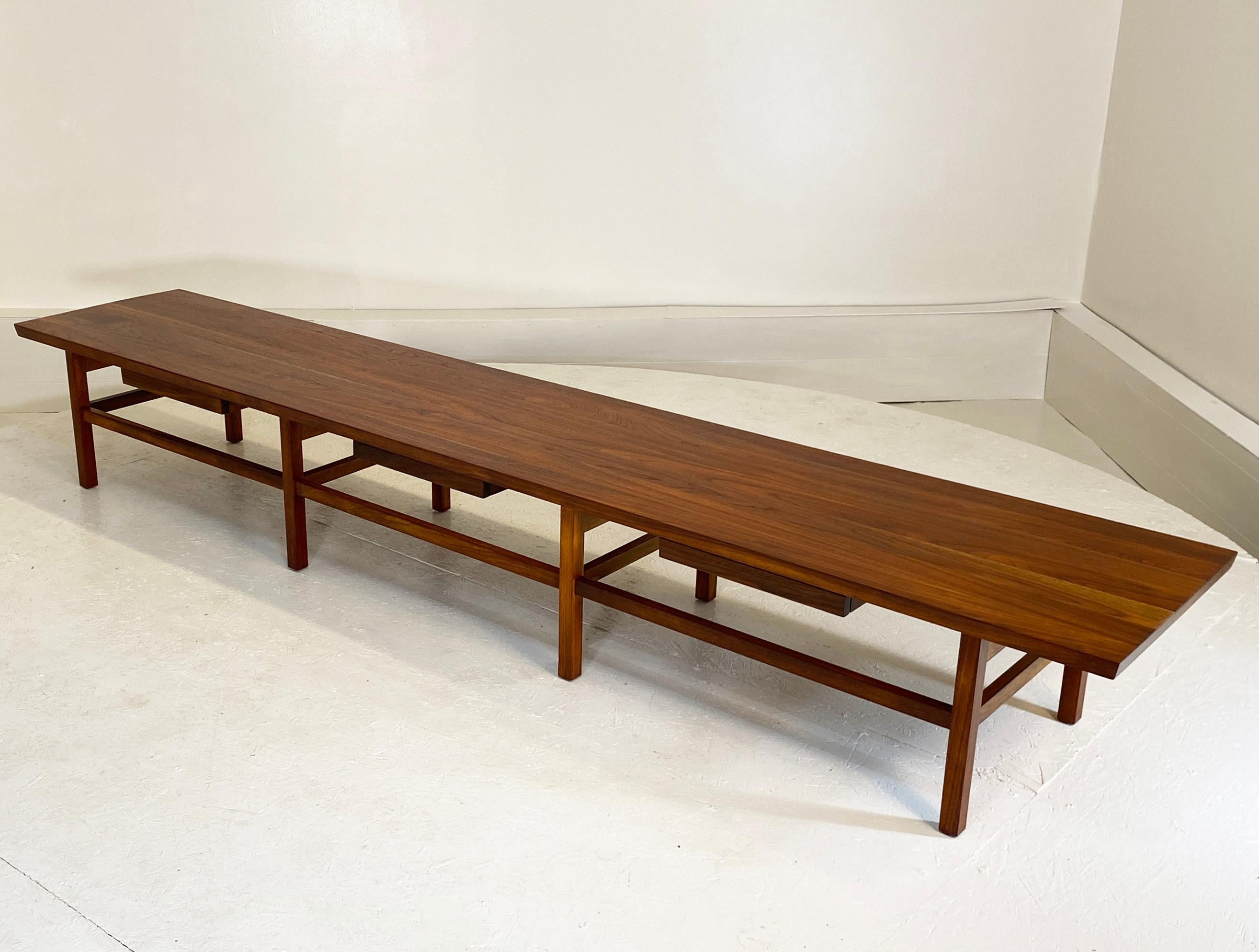 American Monumental 9 Foot Cocktail Table or bench in Walnut For Sale