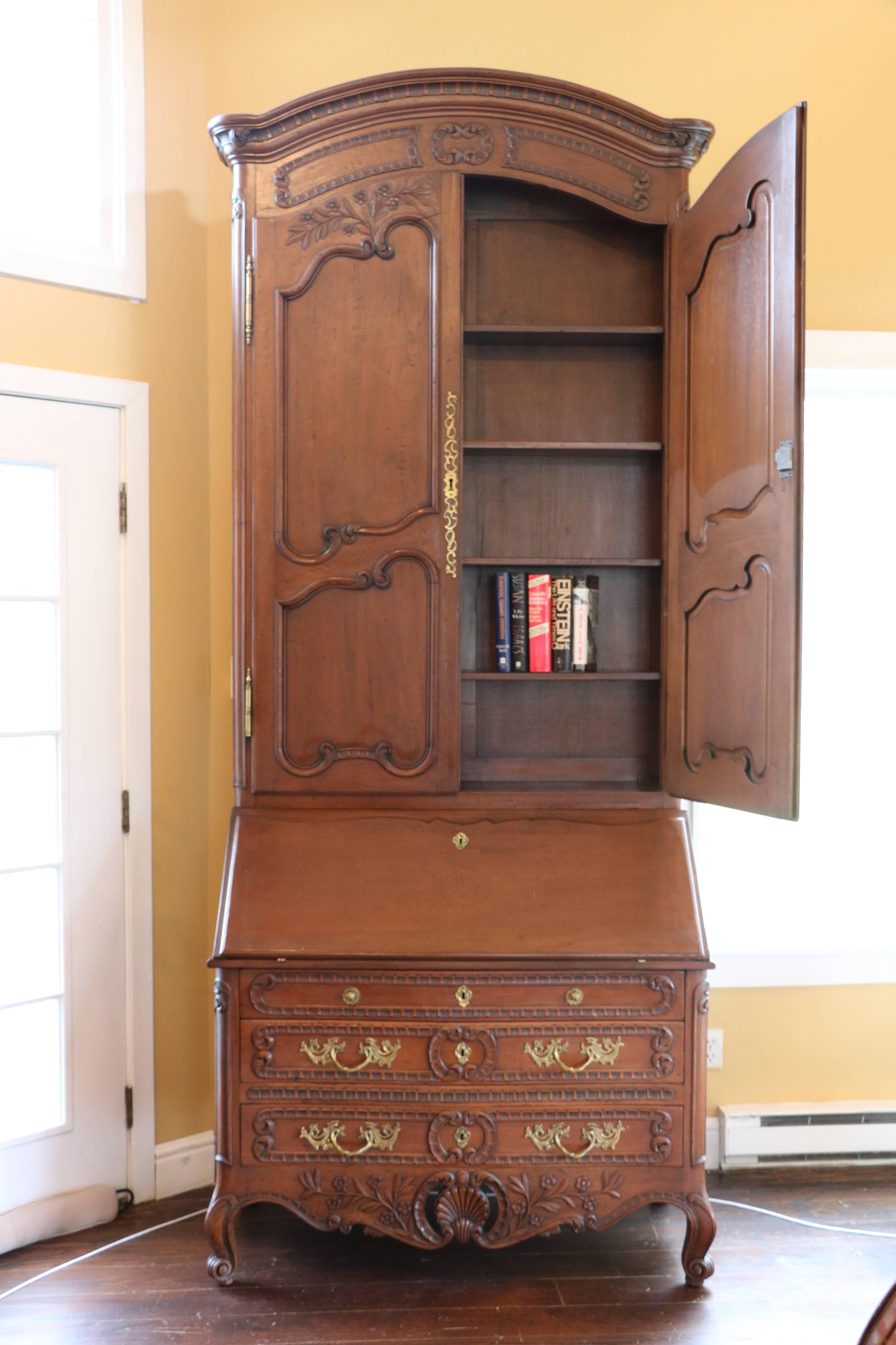 Monumental 9 FT Old World Charmer Mahogany Don Rousseau Louis XV Secretary Desk For Sale 10