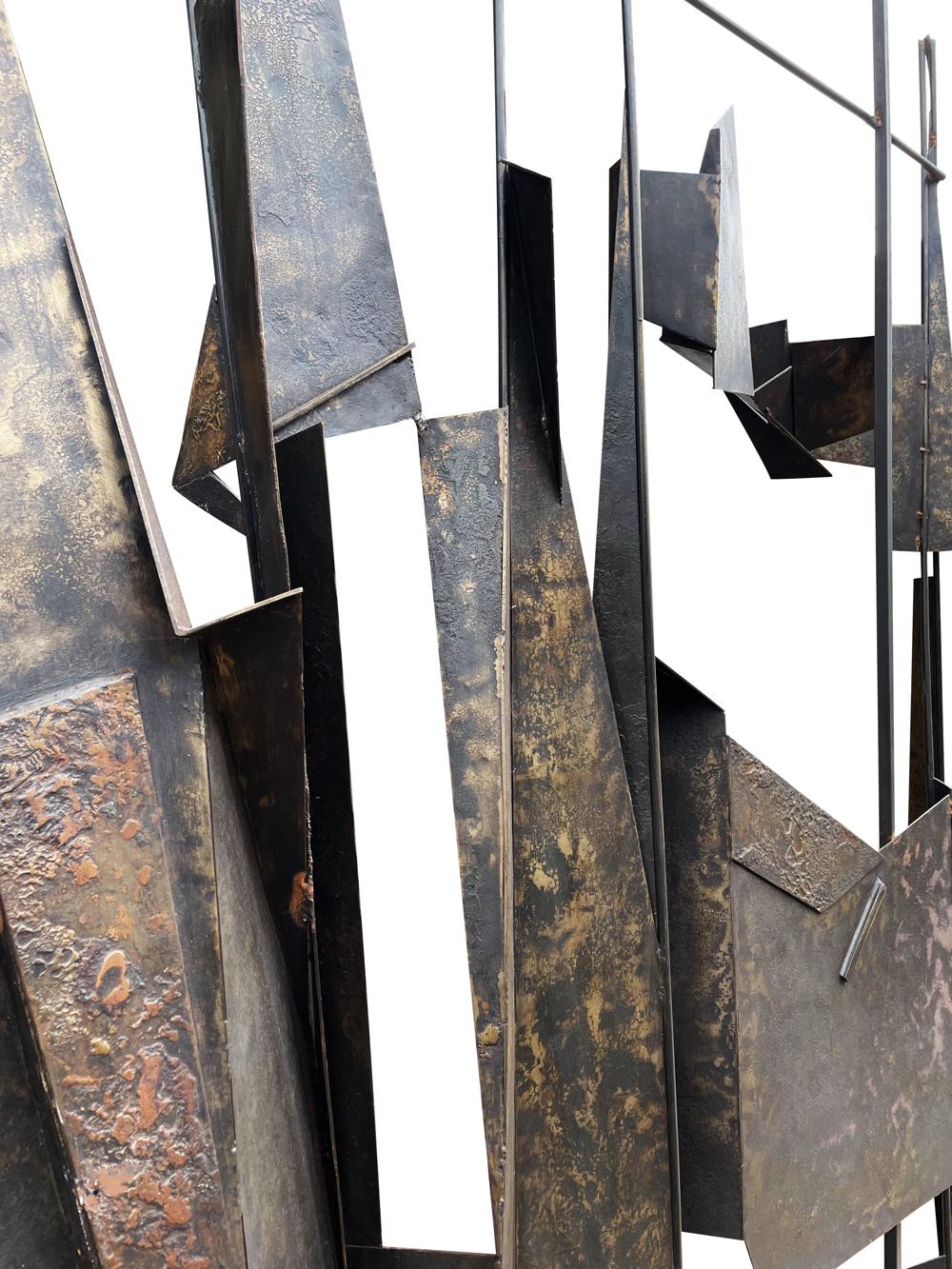 Late 20th Century Monumental Abstract Brutalist Steel Floor Sculpture or Room Divider Screen