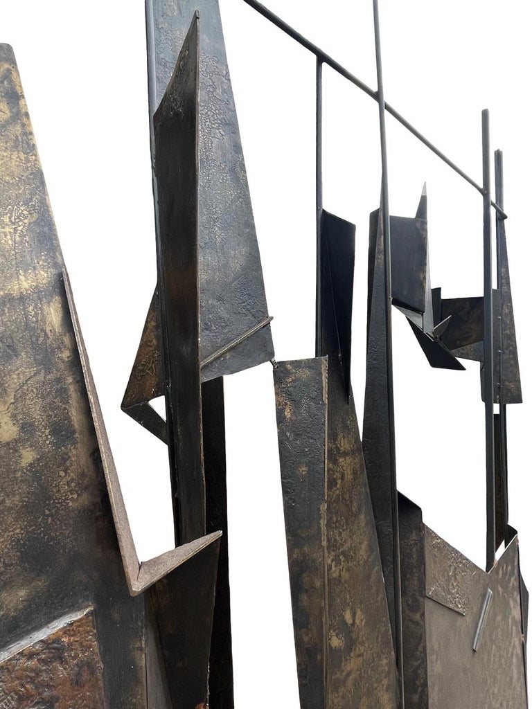 Monumental Abstract Brutalist Steel Floor Sculpture or Room Divider Screen For Sale 3