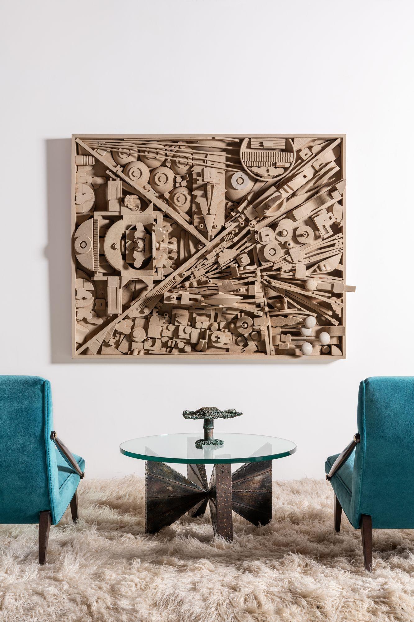 American Monumental Abstract Brutalist Wall Sculpture Assemblage After Louise Nevelson