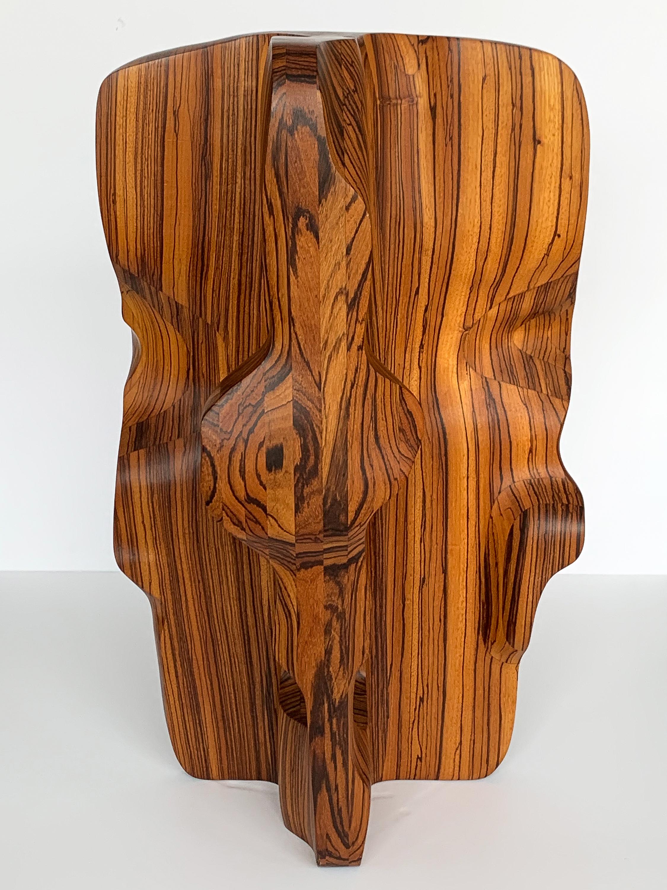 Monumental Abstract Carved Zebrawood Sculpture by John Campbell 3