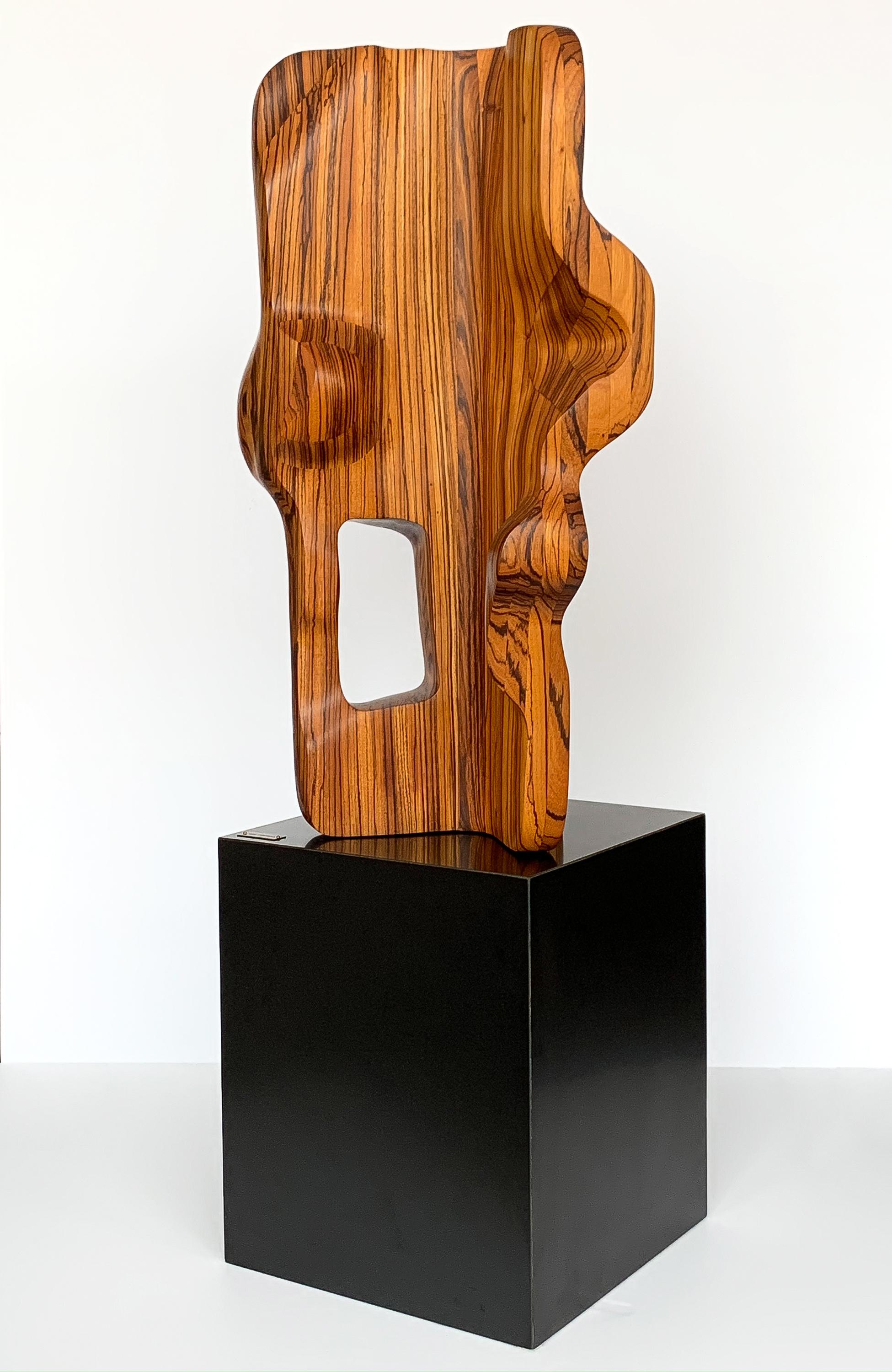 Monumental Abstract Carved Zebrawood Sculpture by John Campbell 4