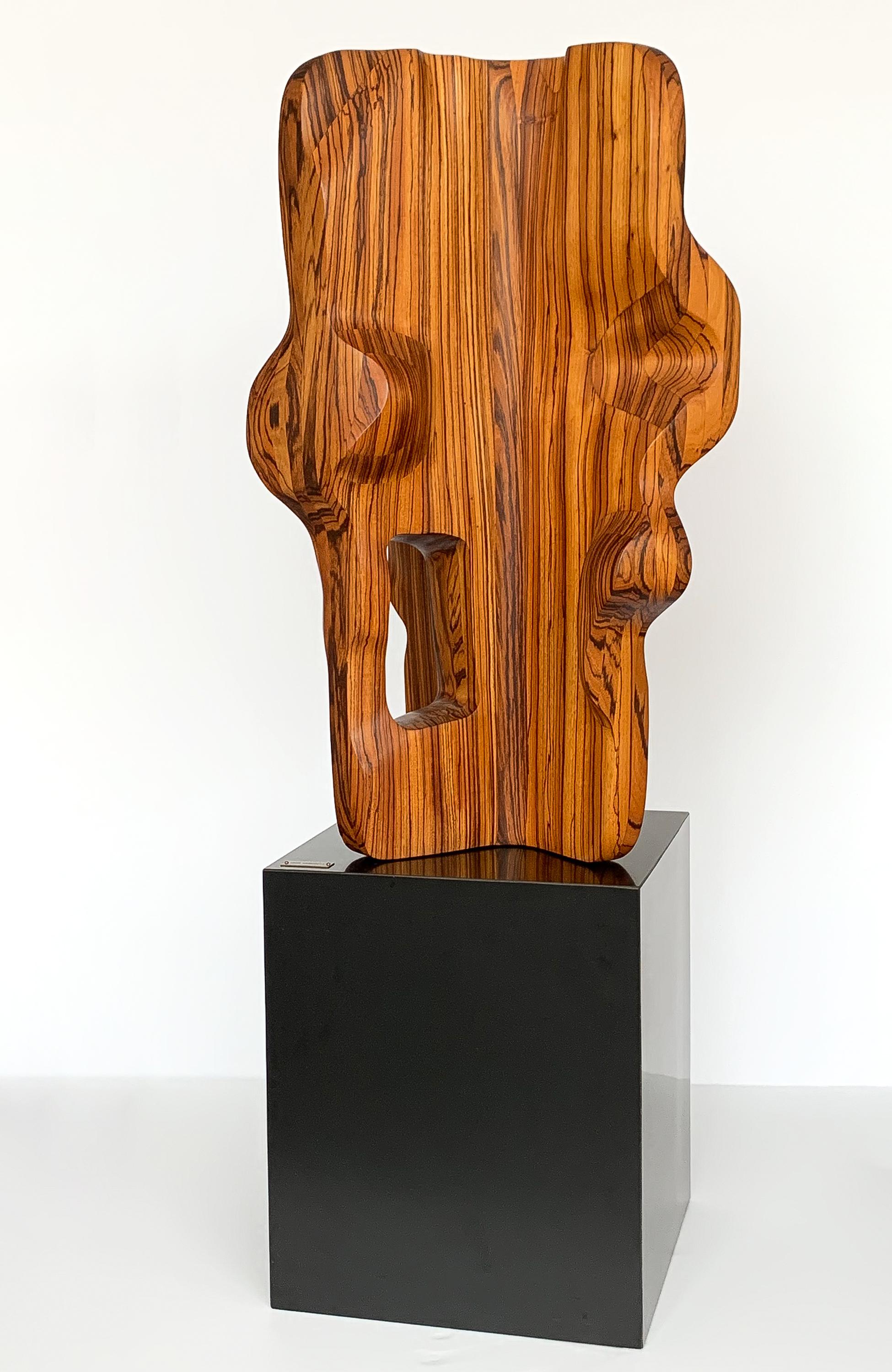 Monumental Abstract Carved Zebrawood Sculpture by John Campbell 5