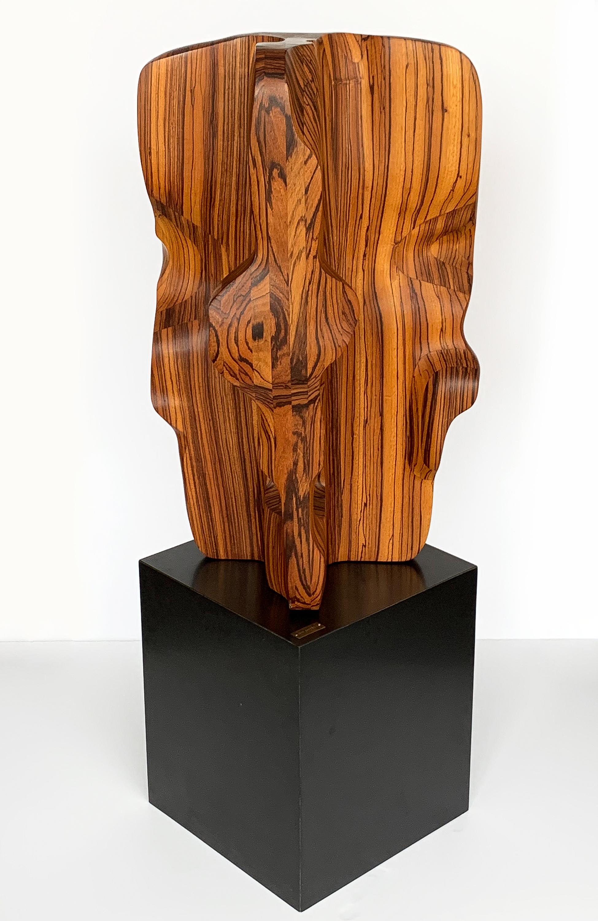 Monumental Abstract Carved Zebrawood Sculpture by John Campbell 7