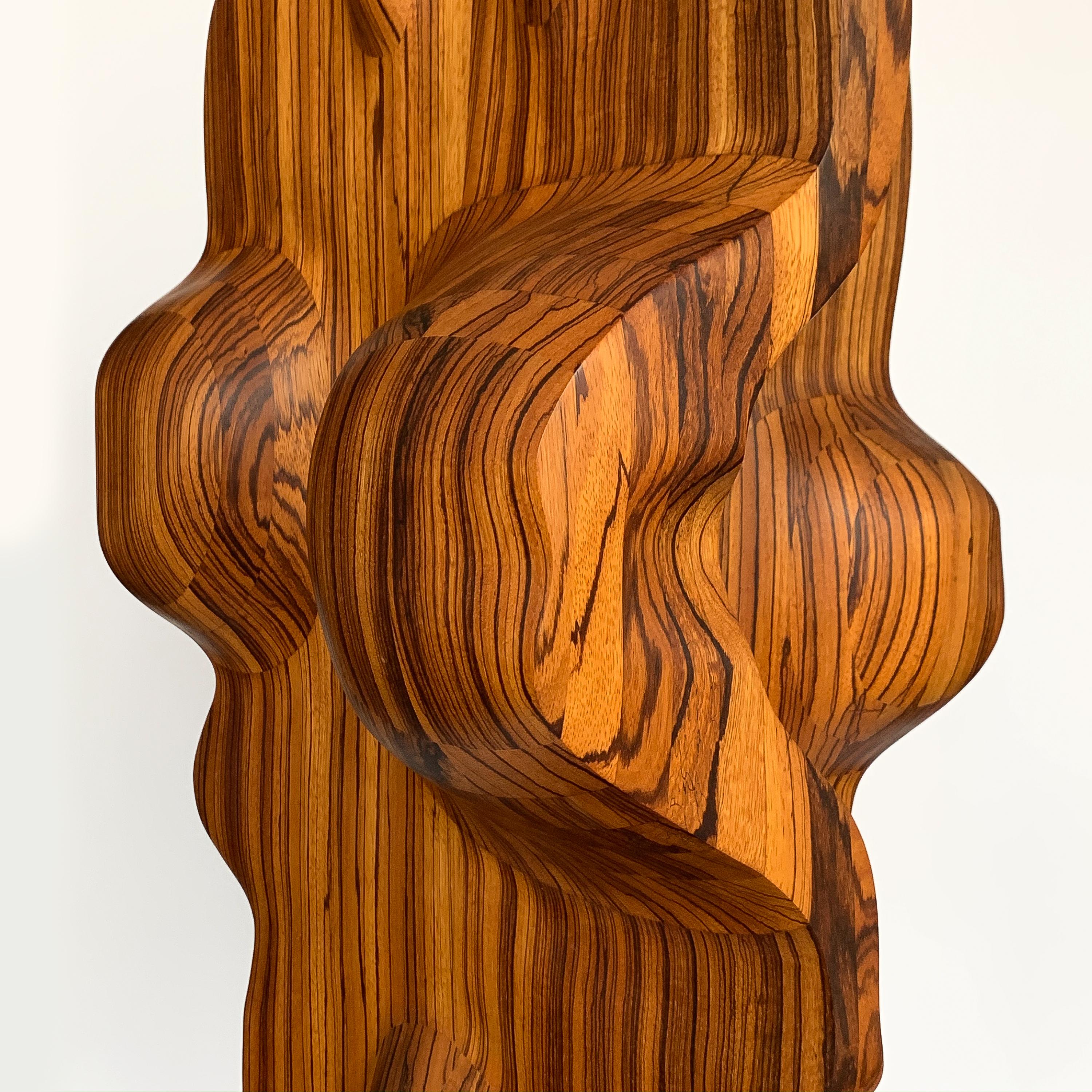 Monumental Abstract Carved Zebrawood Sculpture by John Campbell 9