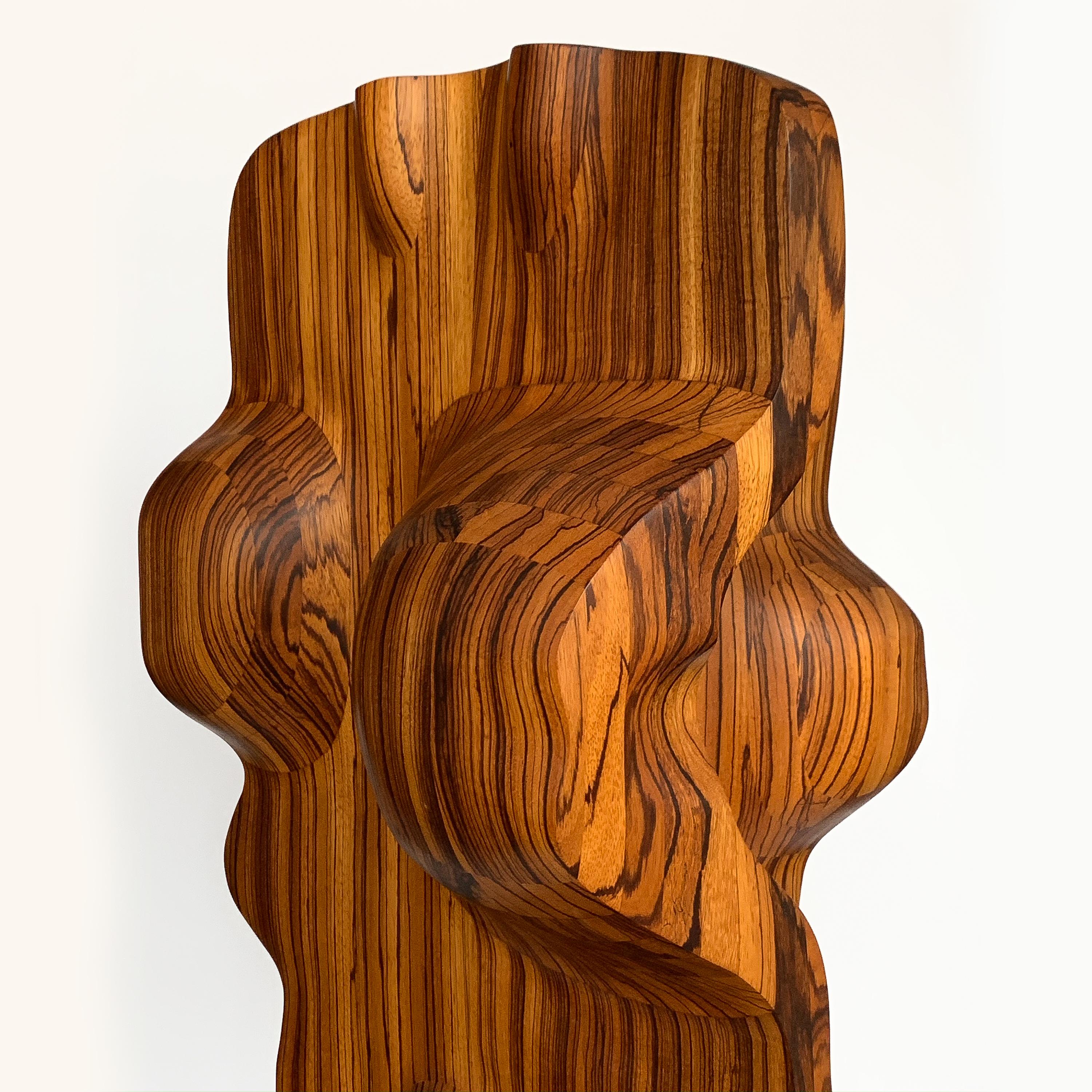 Monumental Abstract Carved Zebrawood Sculpture by John Campbell 10