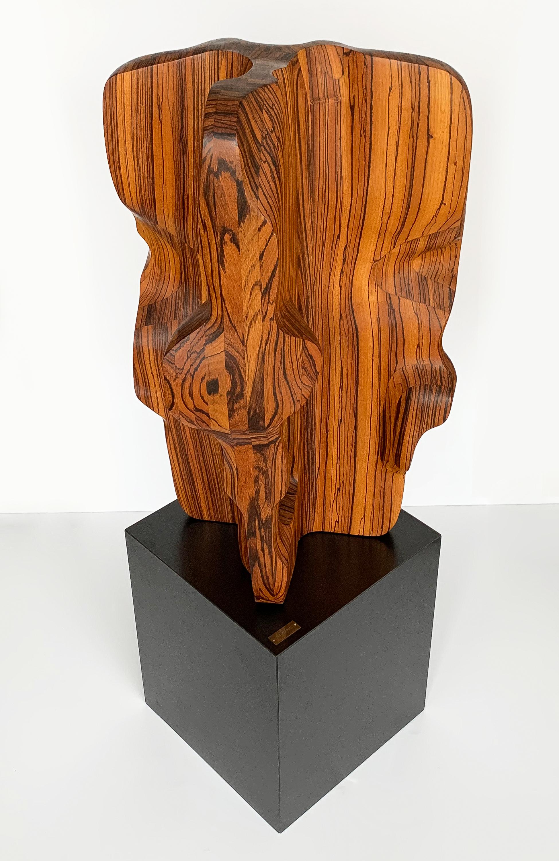 Monumental Abstract Carved Zebrawood Sculpture by John Campbell 11