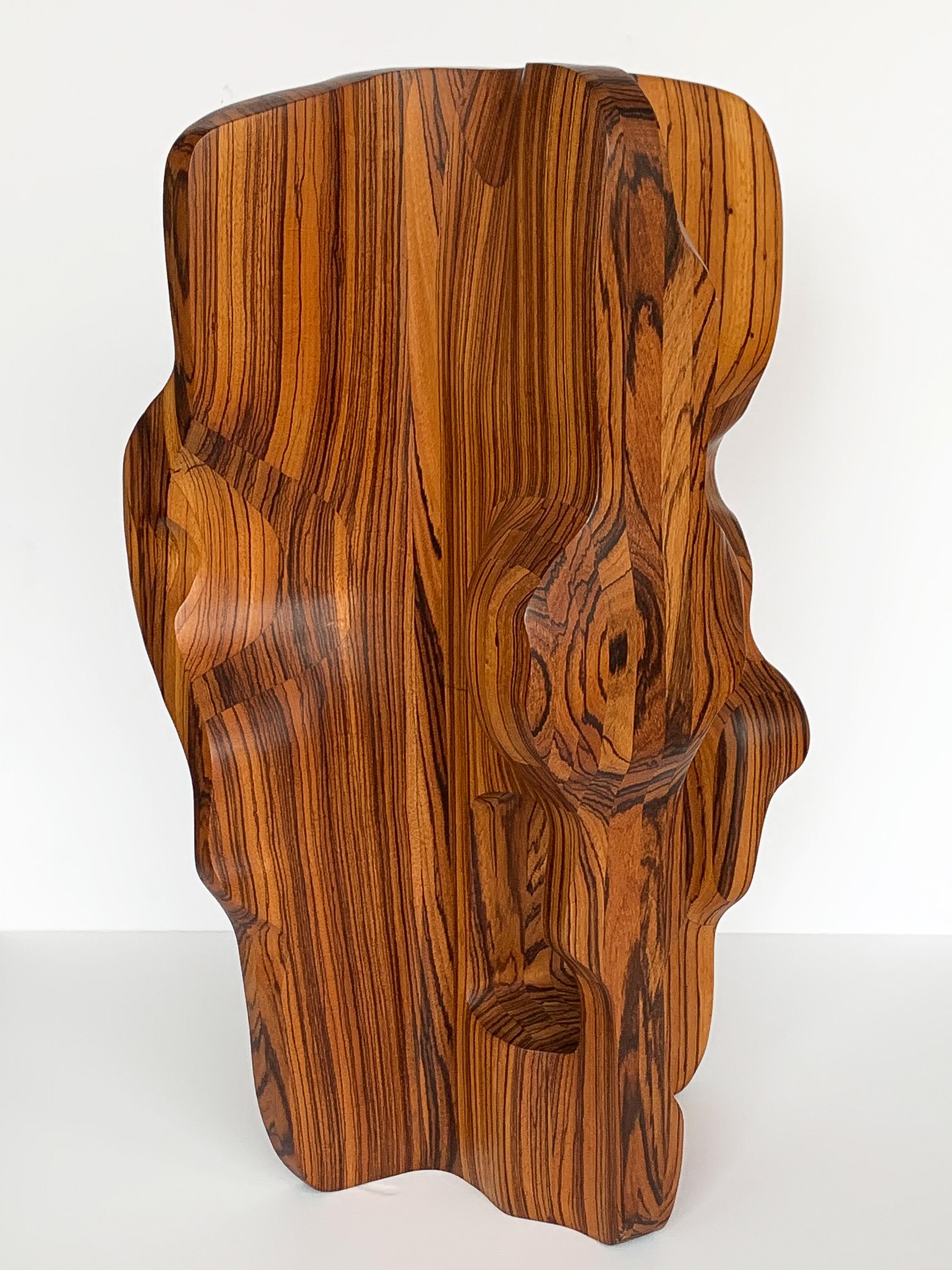 Mid-Century Modern Monumental Abstract Carved Zebrawood Sculpture by John Campbell