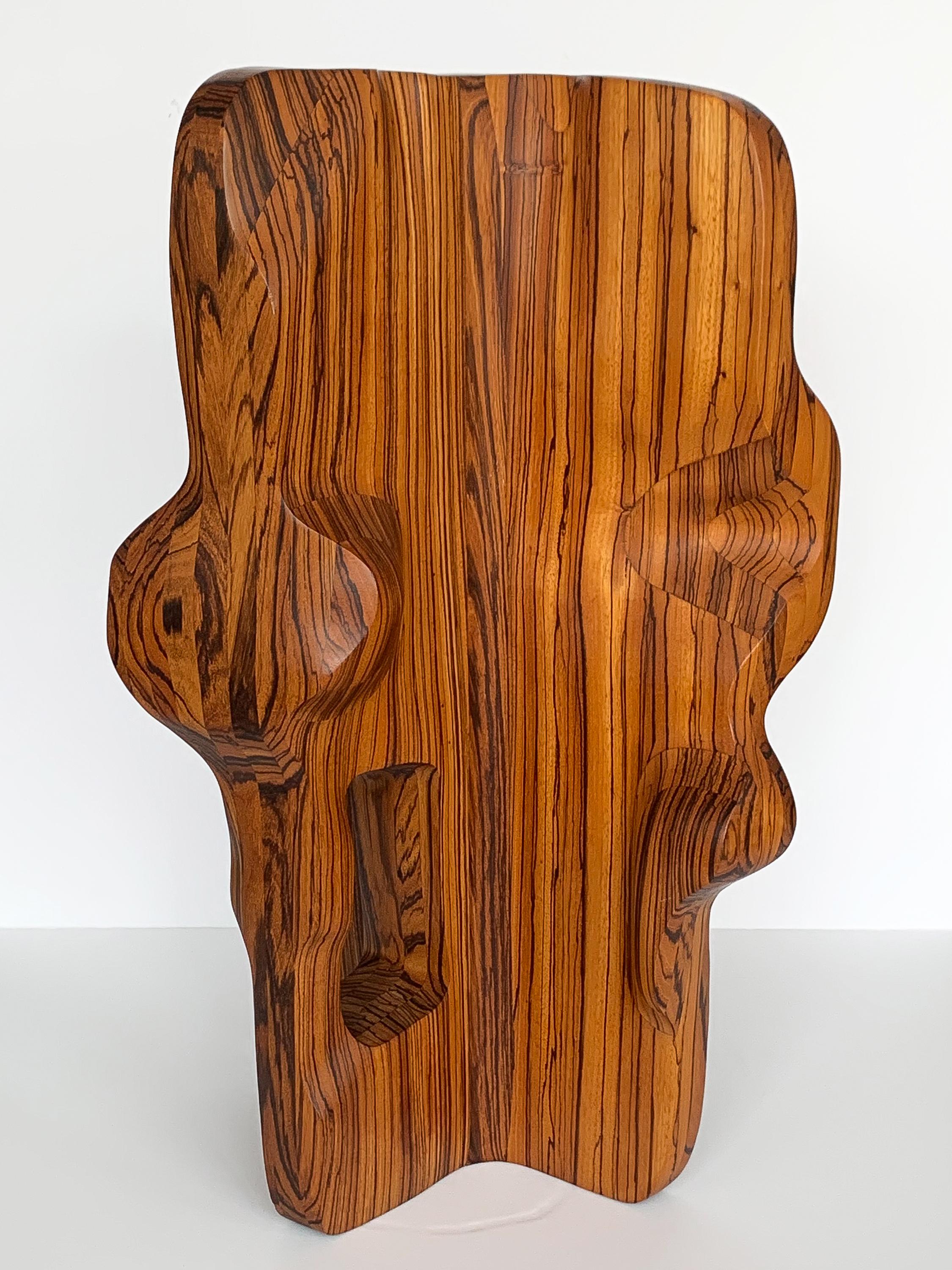 American Monumental Abstract Carved Zebrawood Sculpture by John Campbell