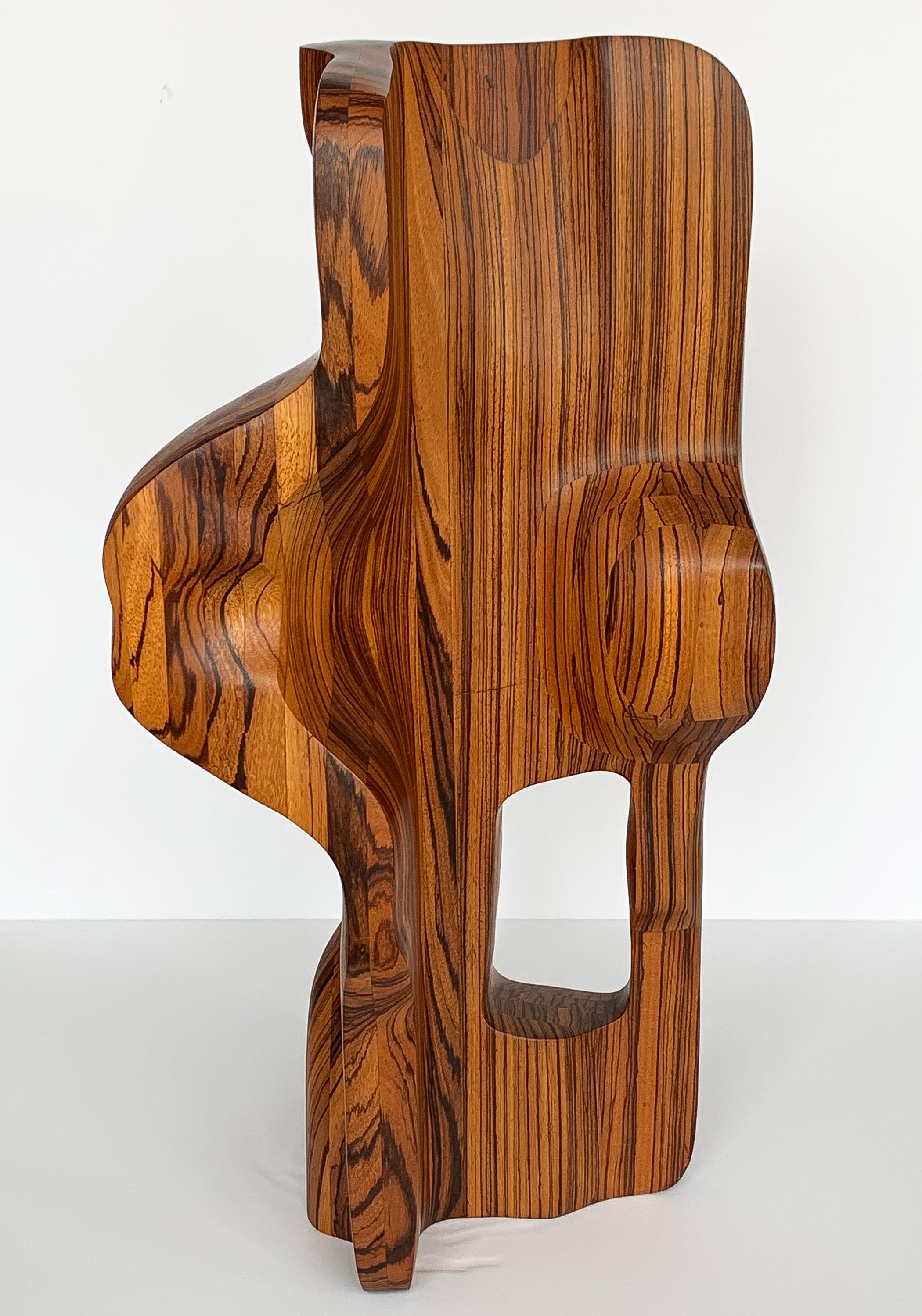 Monumental Abstract Carved Zebrawood Sculpture by John Campbell 1