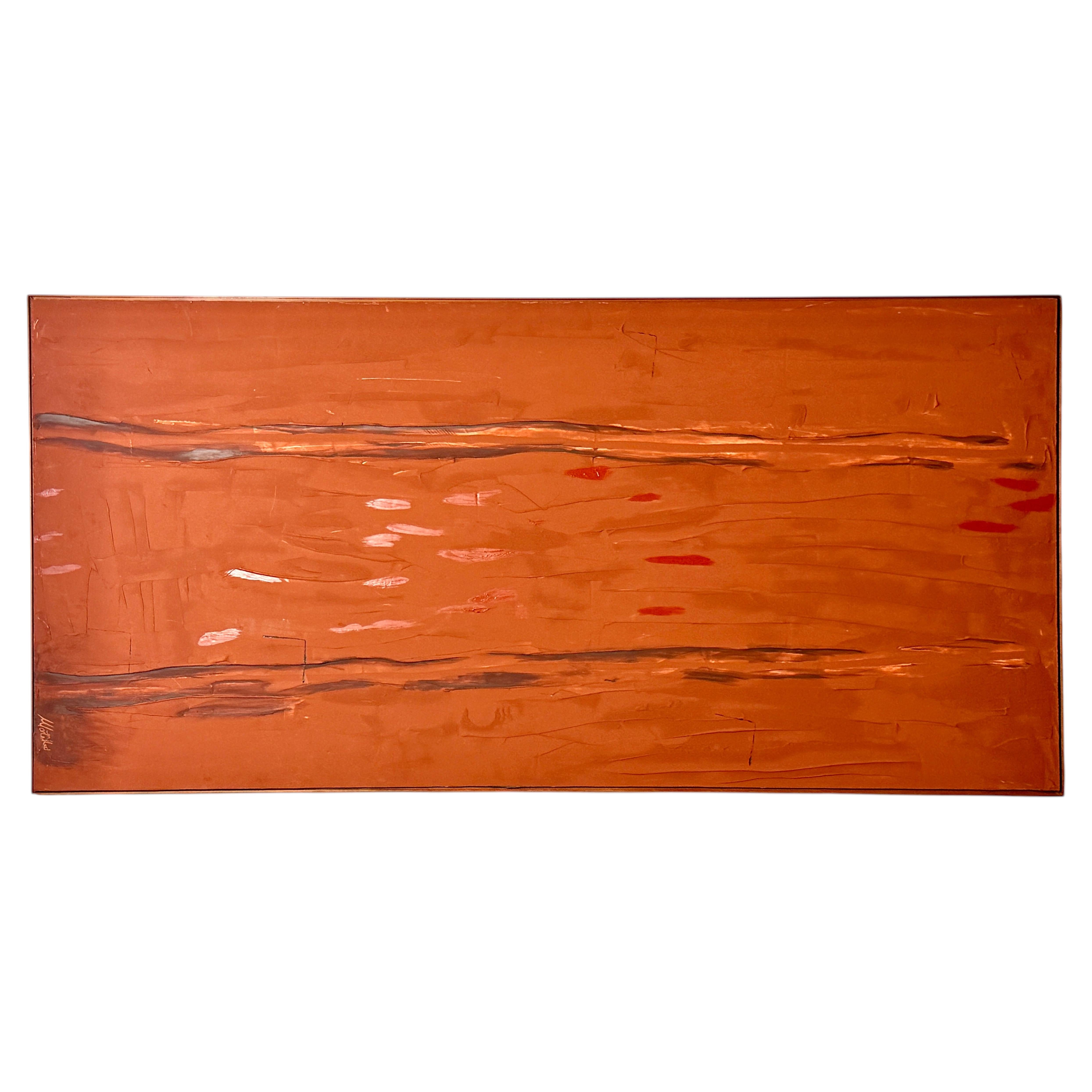 Monumental Abstract Color Field Painting in Terracotta Palette Italy 1970s For Sale