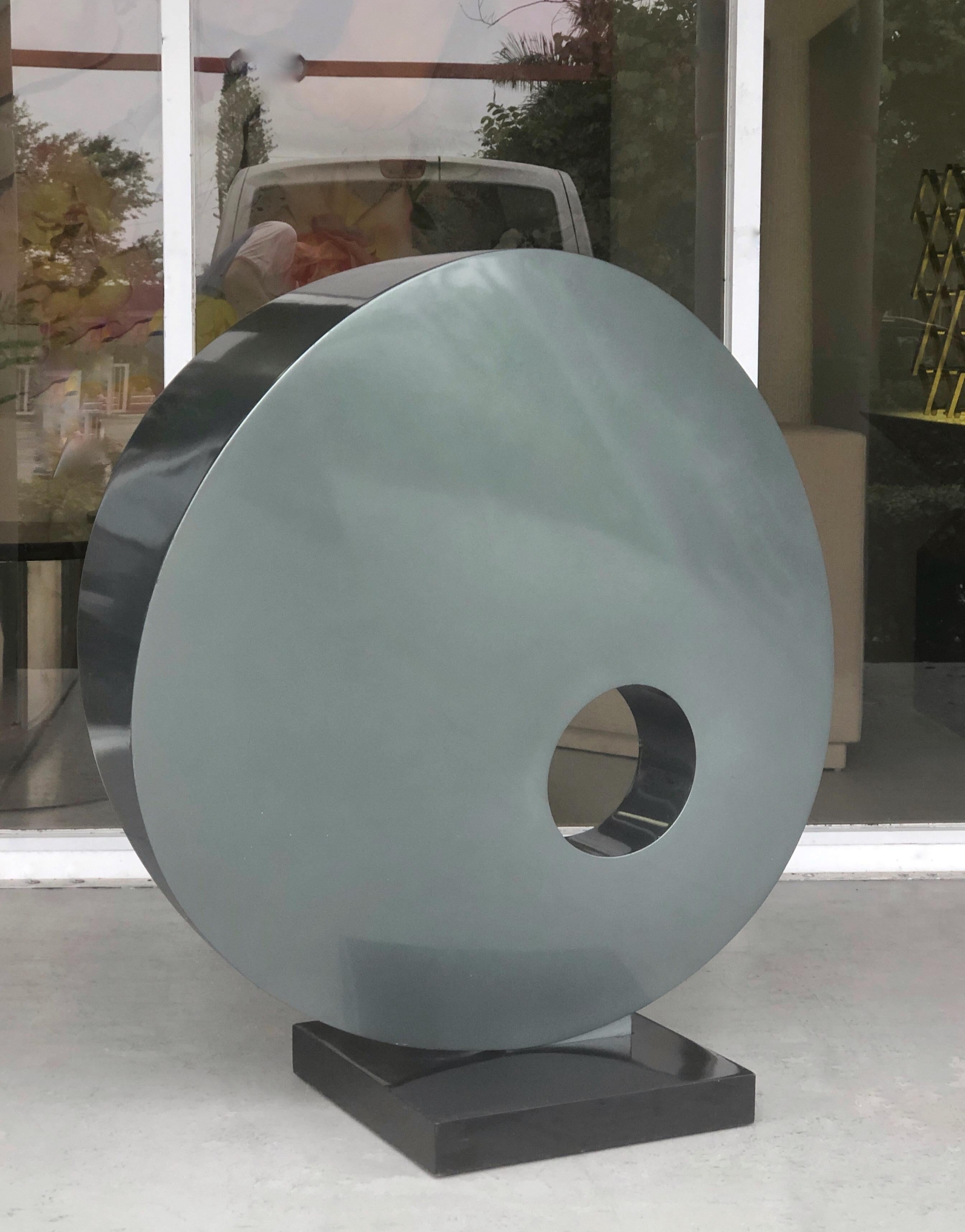 American Monumental Abstract Modern Round Steel Sculpture For Sale
