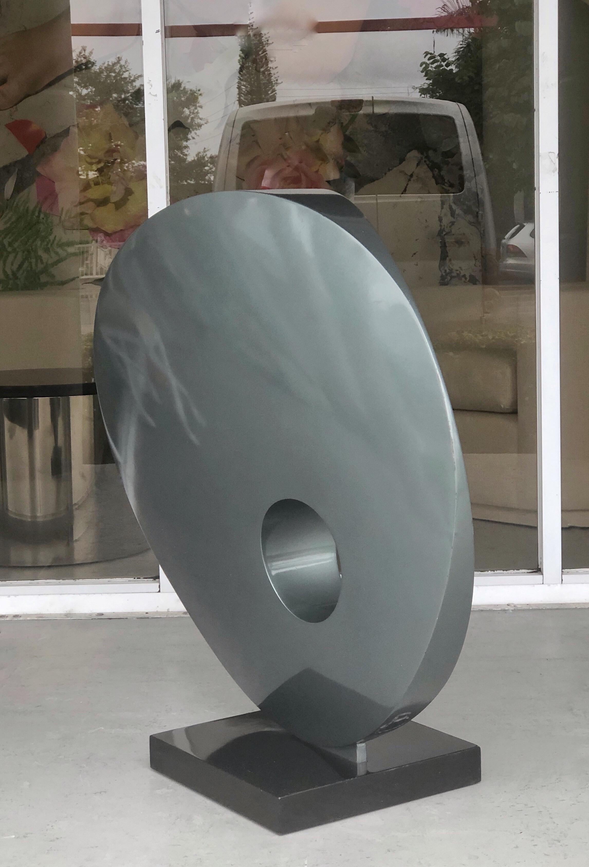 Enameled Monumental Abstract Modern Round Steel Sculpture For Sale