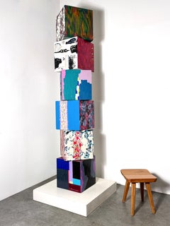 8 ft Monumentale astratto moderno dipinto cubo modulare pittura Totem Scultura