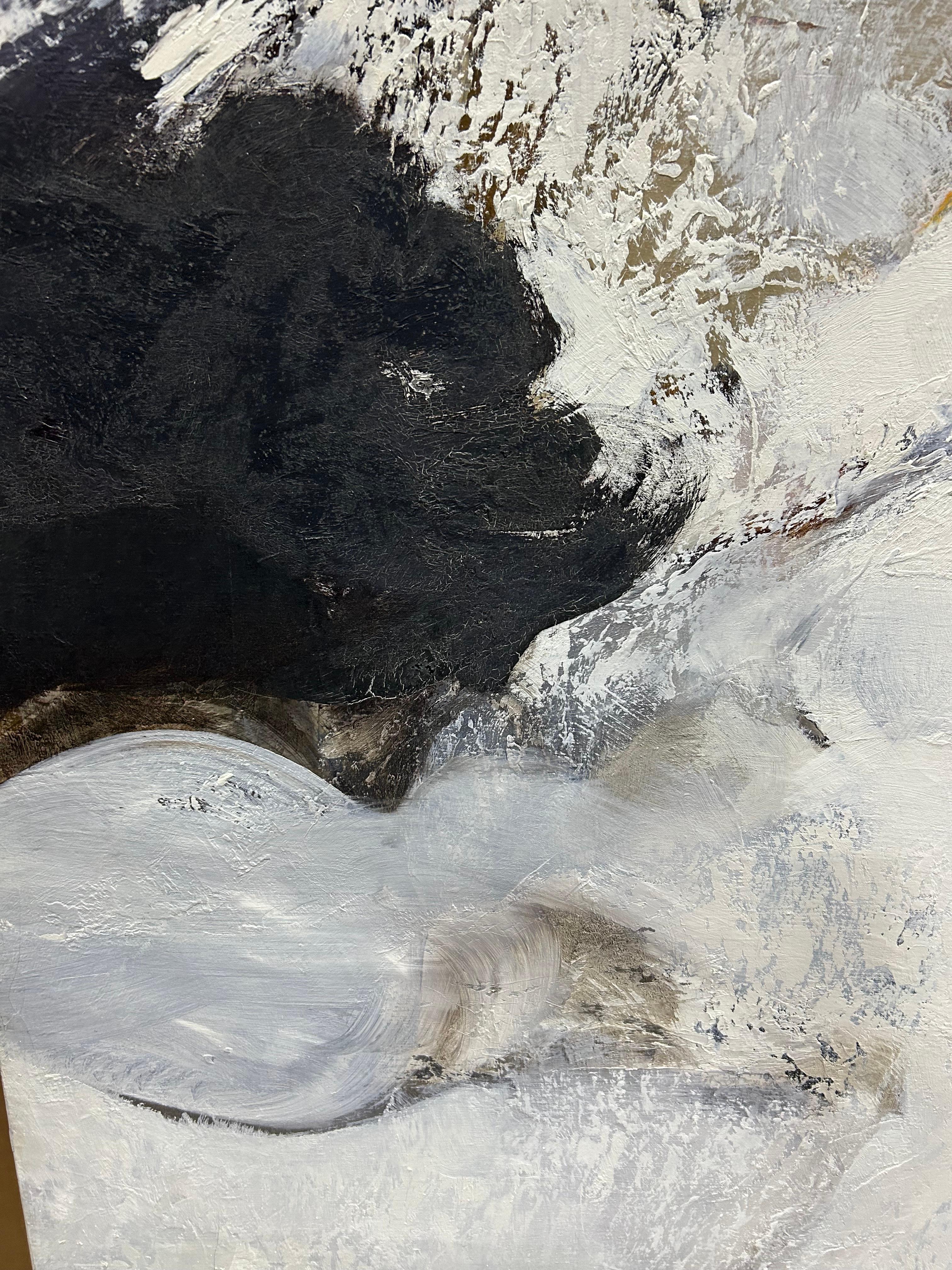 Monumentales abstraktes Gemälde mit schwerem Impasto von Thomas George (Mitte des 20. Jahrhunderts) im Angebot