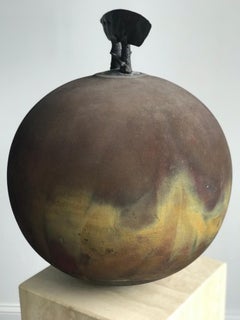 Monumental Abstract Raku Pottery Sculpture, Signed