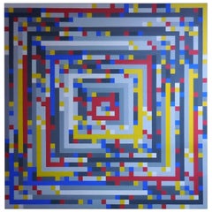 Monumental Acrylic Painting by Ellen Cibula, Boogie Woogie Style, 1976
