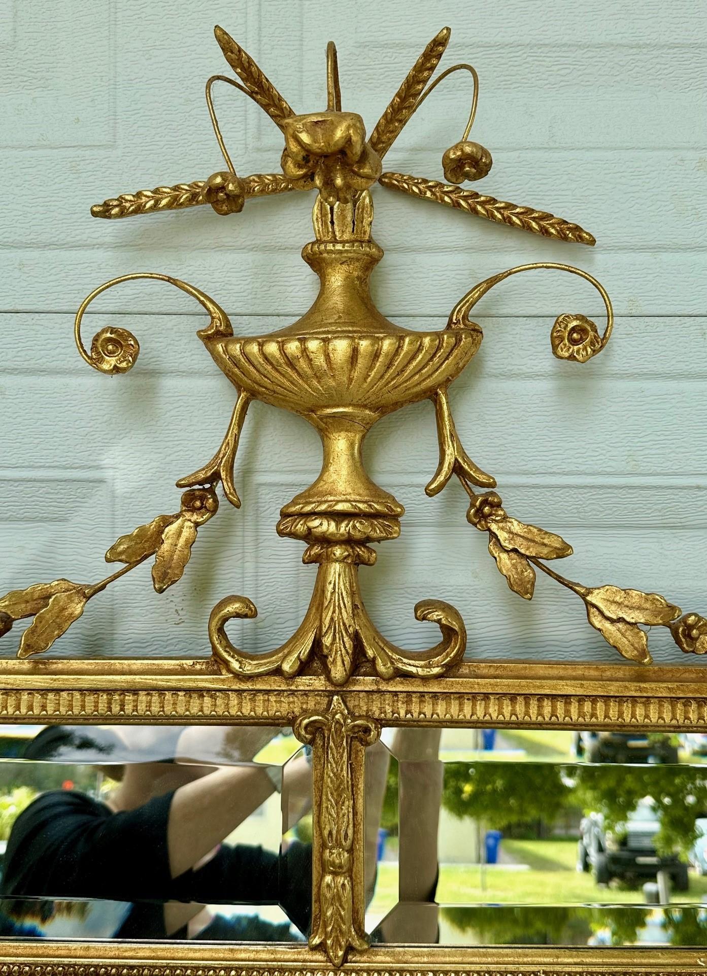 Monumental Adams Style Carved Giltwood Wall Mirror. For Sale 7