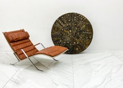 Monumental Adrian Pearsall Brutalist Wall Mounted Disc Dry Bar, 1970's