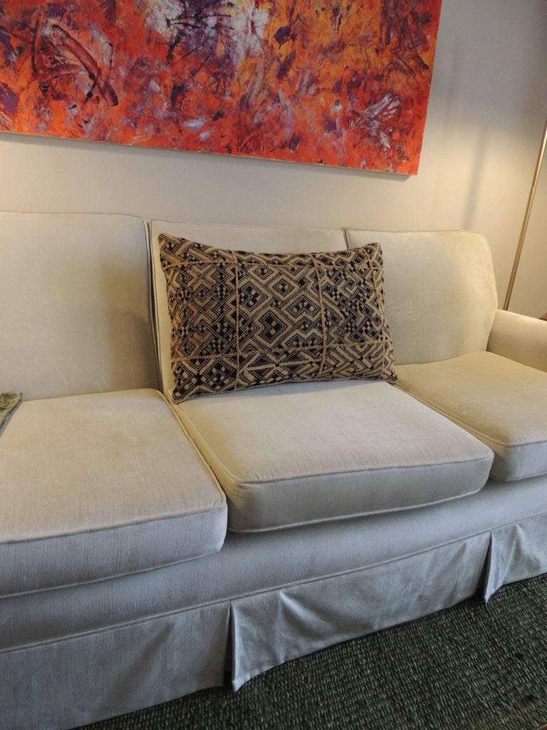 Monumental African Raffia Velvet Long Bolster Decorative Pillow at 1stDibs