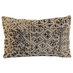 Monumental African Raffia Velvet Long Bolster Decorative Pillow