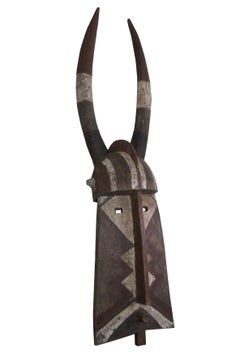 Monumental African Tribal Burkina Faso Horned Bobo Ceremonial Mask Helmet