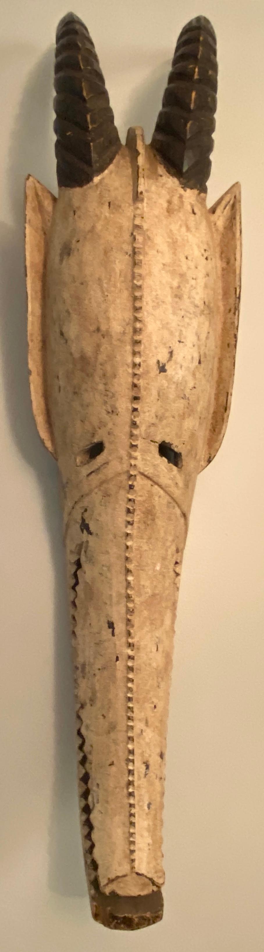 Burkinabe Monumental African Tribal Burkina Faso Horned Bobo Ceremonial Mask  For Sale