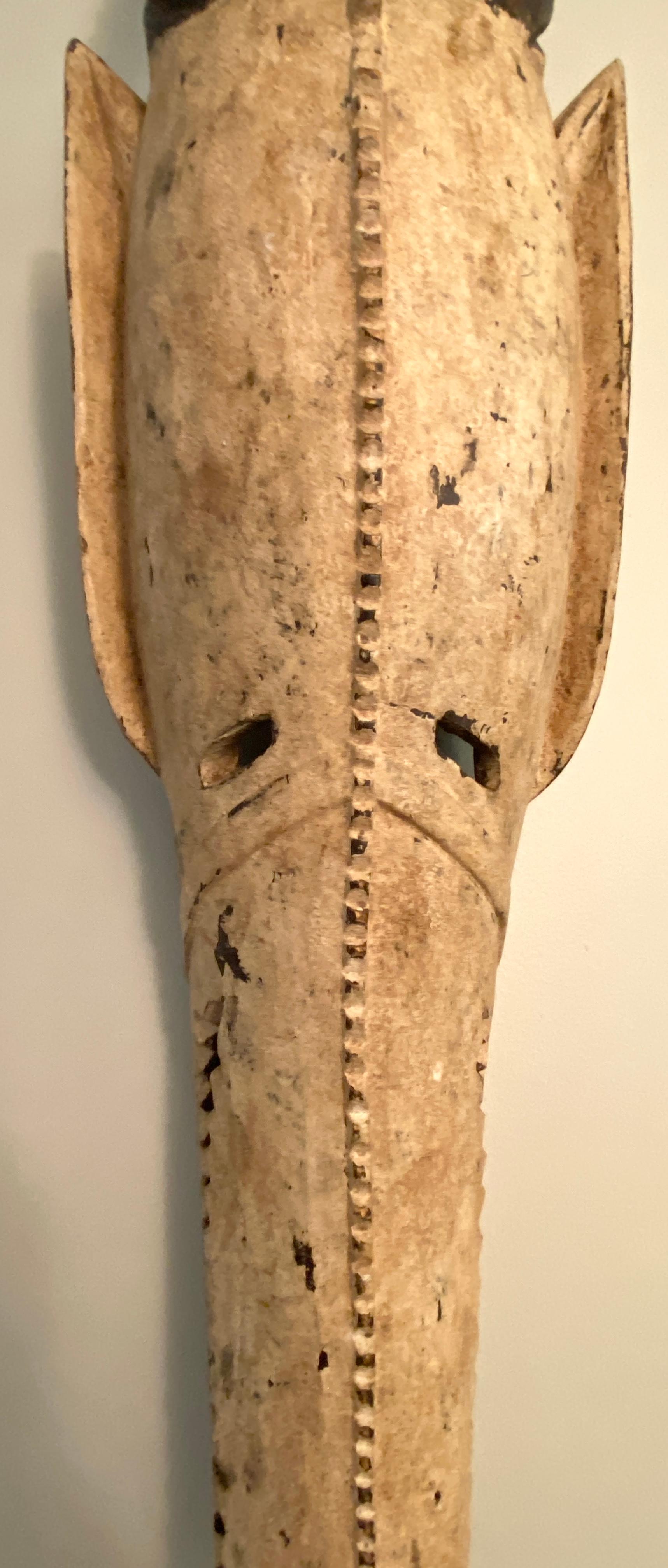 Monumental African Tribal Burkina Faso Horned Bobo Ceremonial Mask  In Good Condition For Sale In Miami, FL