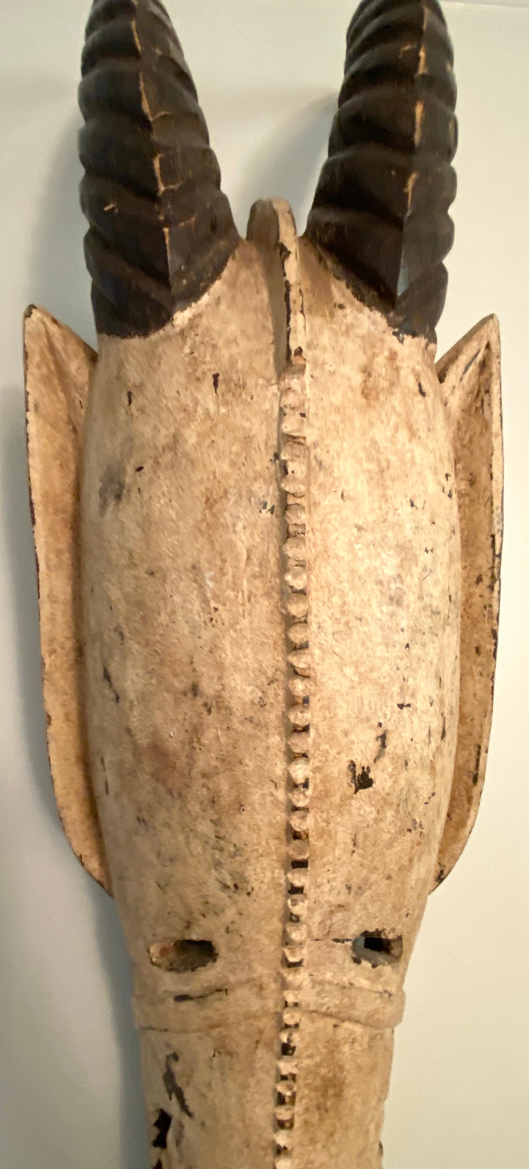 20th Century Monumental African Tribal Burkina Faso Horned Bobo Ceremonial Mask  For Sale