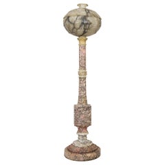 Monumental Alabaster and Pincanna Marble Carved Floor Lamp