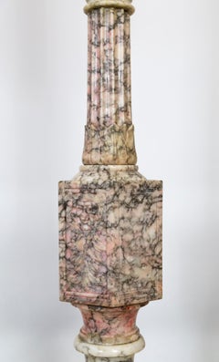 Monumental Alabaster and Pincanna Marble Carved Floor Lamp